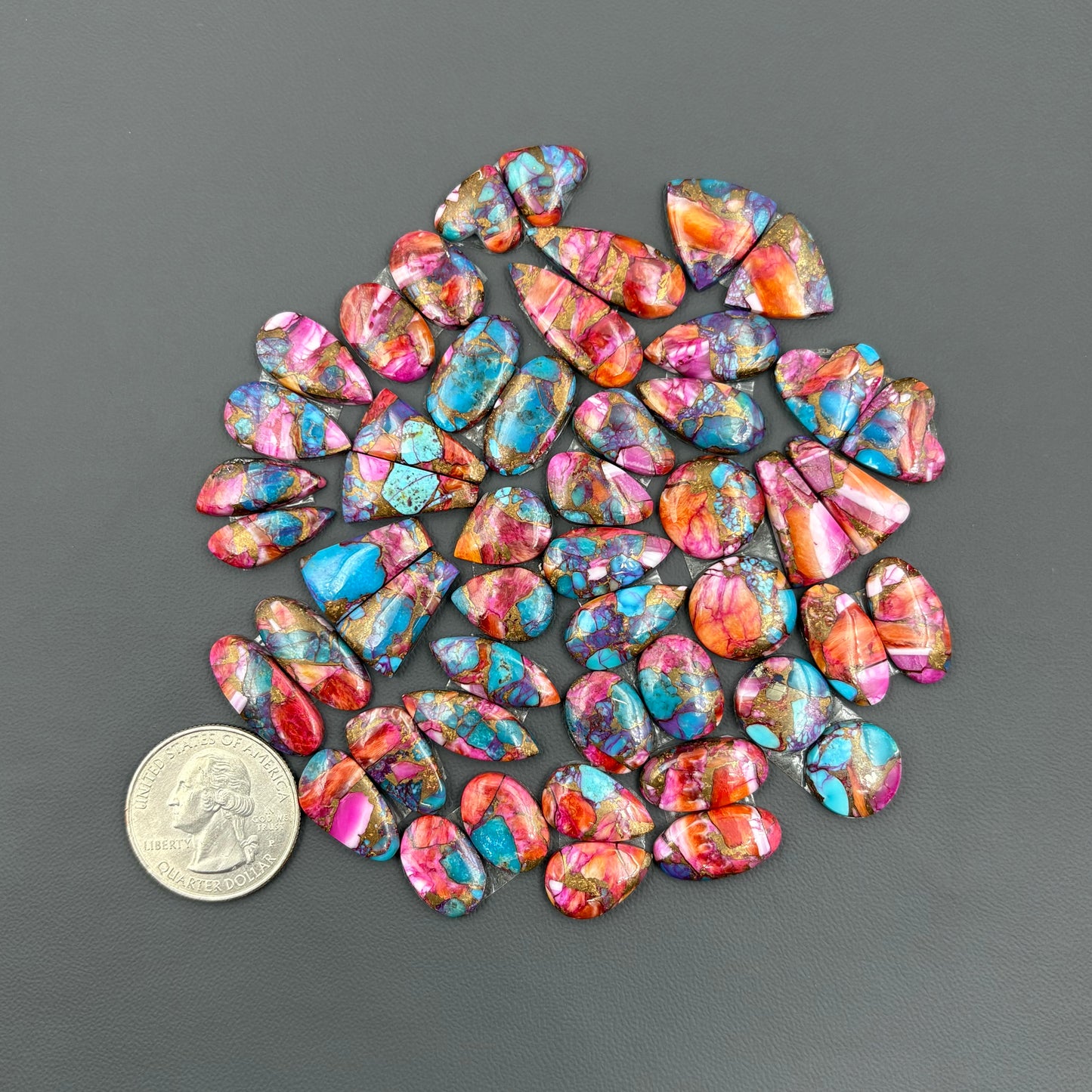 Kingman Pink Turquoise Dahlia - Matching Pairs - Wholesale Lot - 24 Pcs