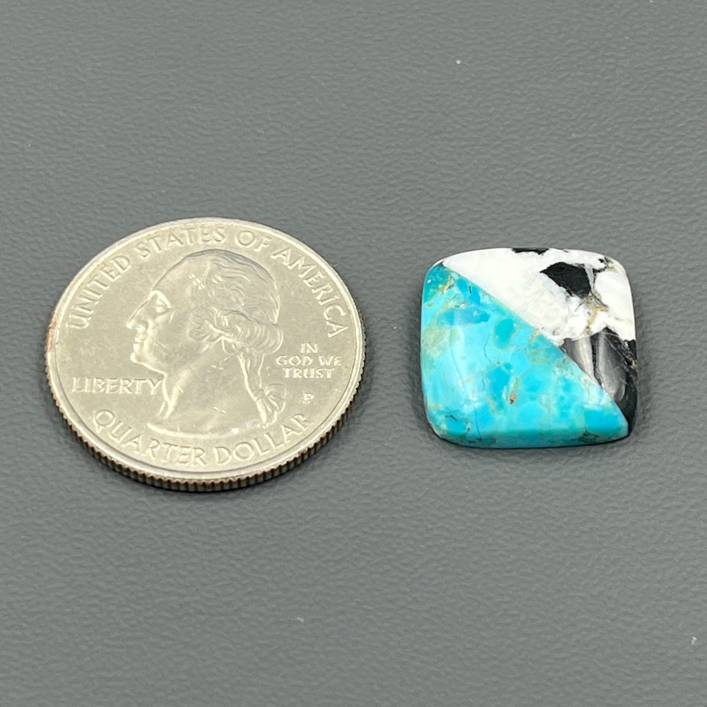 White Buffalo & Mohave Turquoise - Cabochon - Cushion