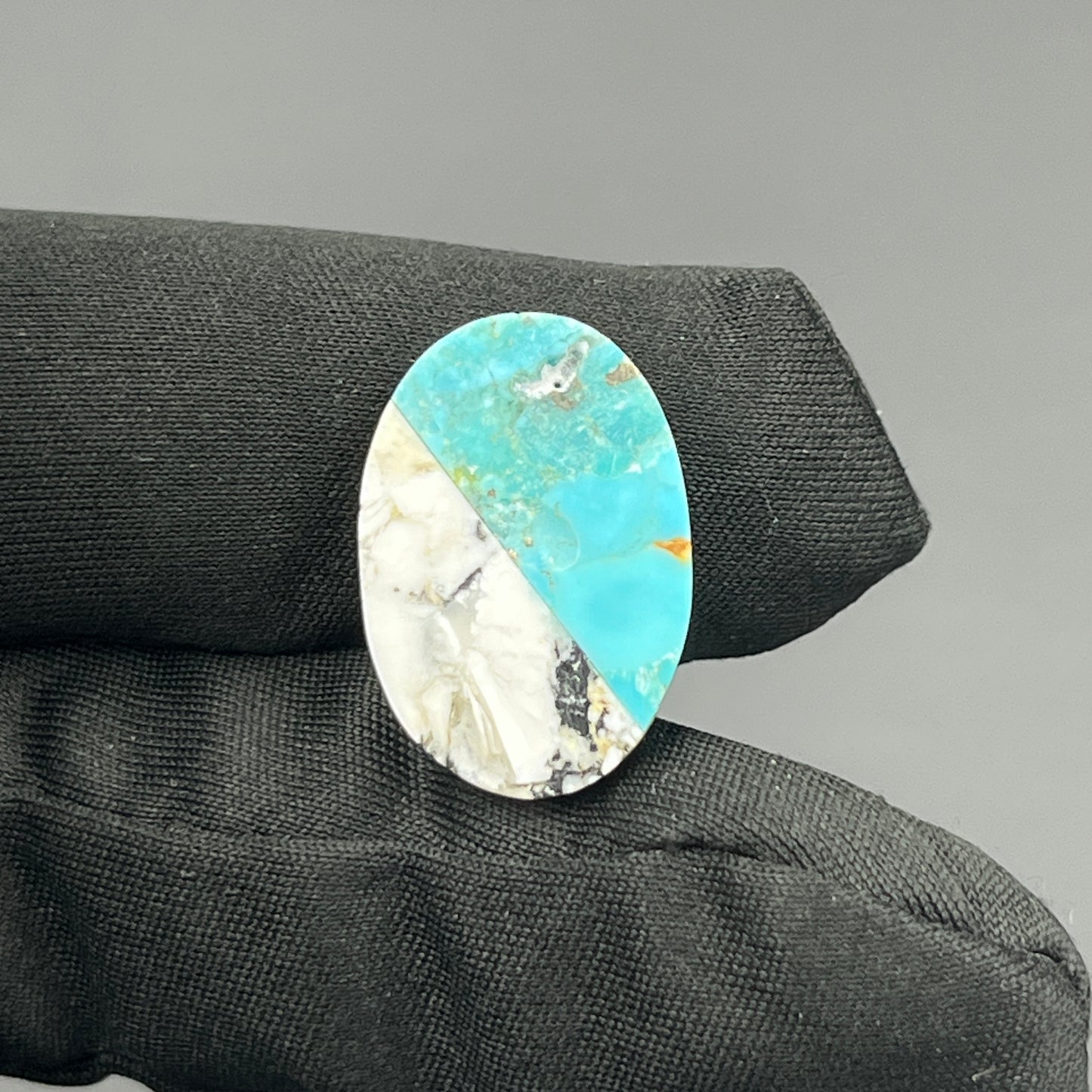 White Buffalo & Mohave Turquoise - Cabochon - Oval
