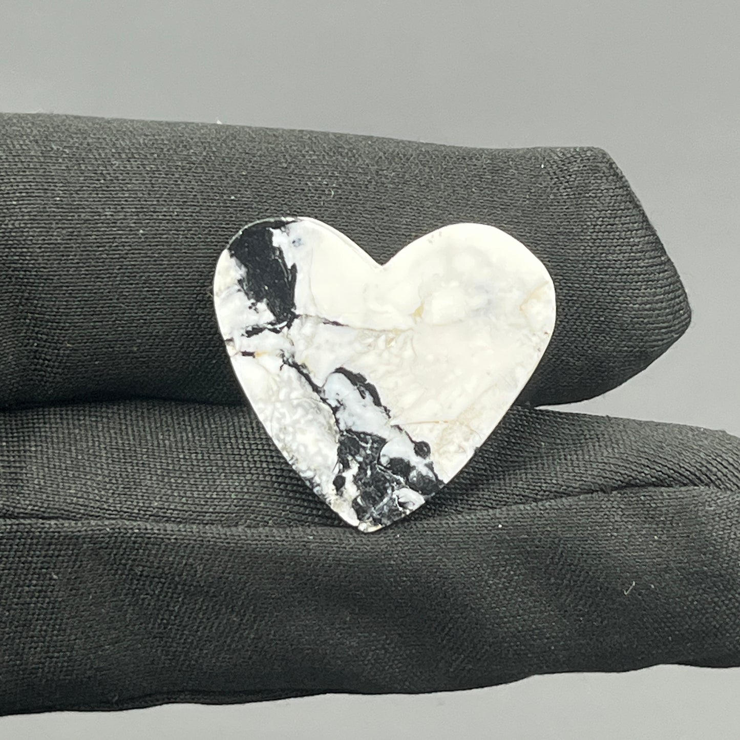 White Buffalo Turquoise Cabochon - Heart