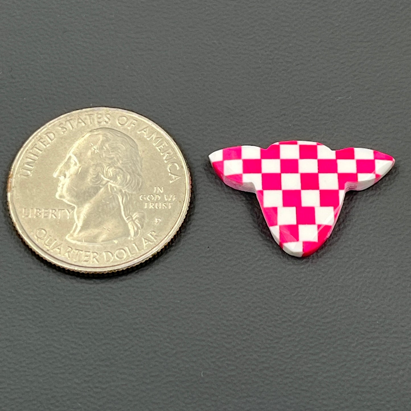 Pink & White Checker Board Cabochon - Cow Head