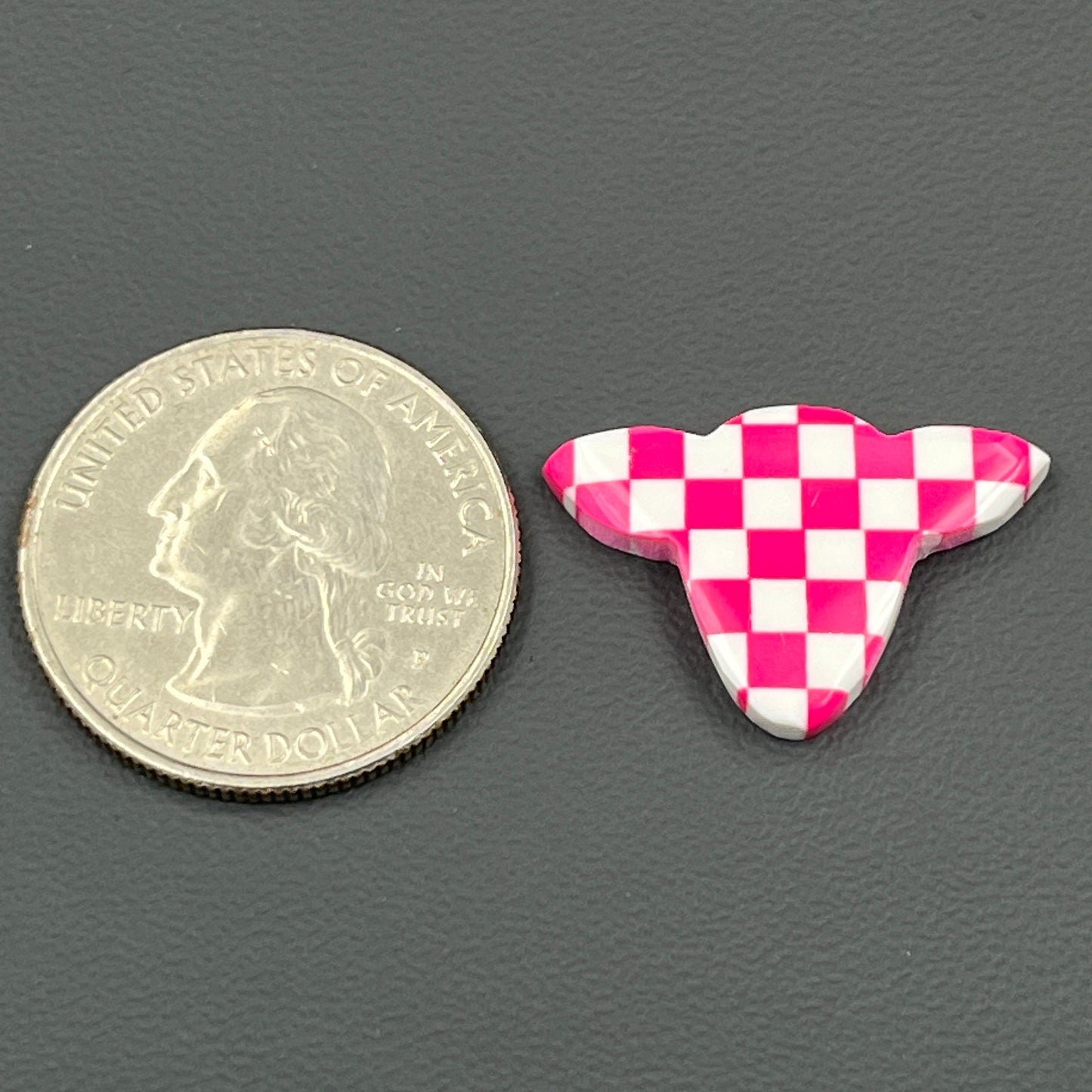 Pink & White Checker Board Cabochon - Cow Head