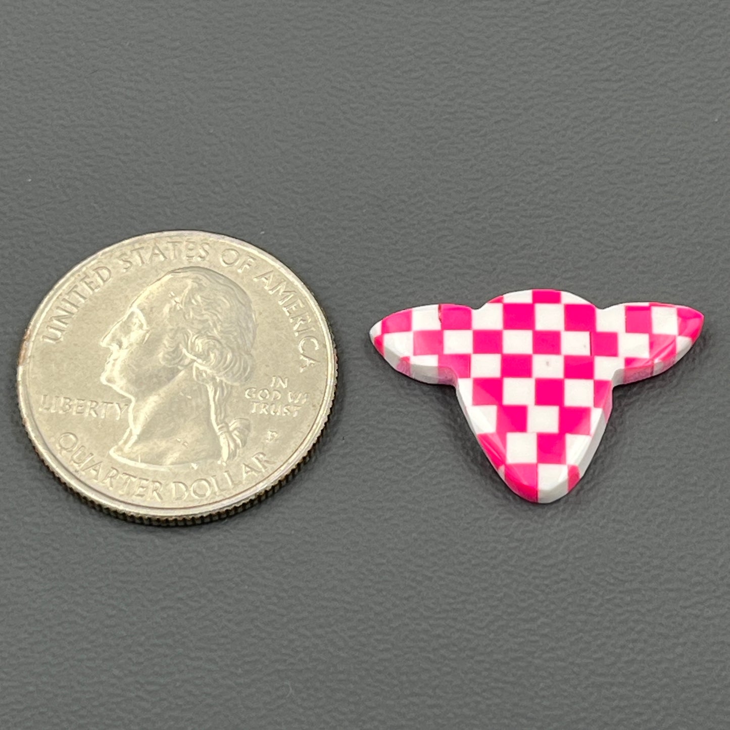Pink & White Checker Board Cabochon - Cow Head