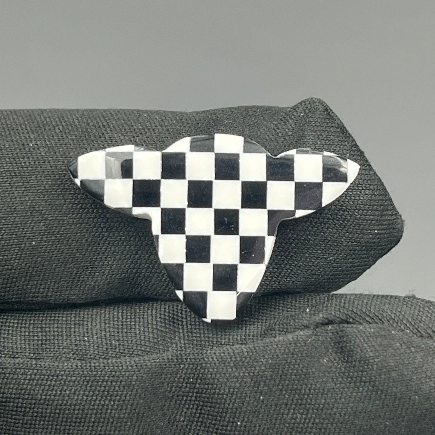 Black & White Checker Board Cabochon - Cow Head