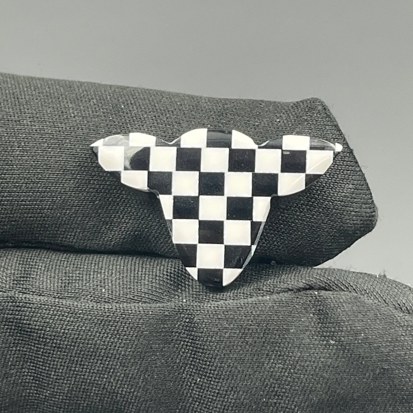 Black & White Checker Board Cabochon - Cow Head