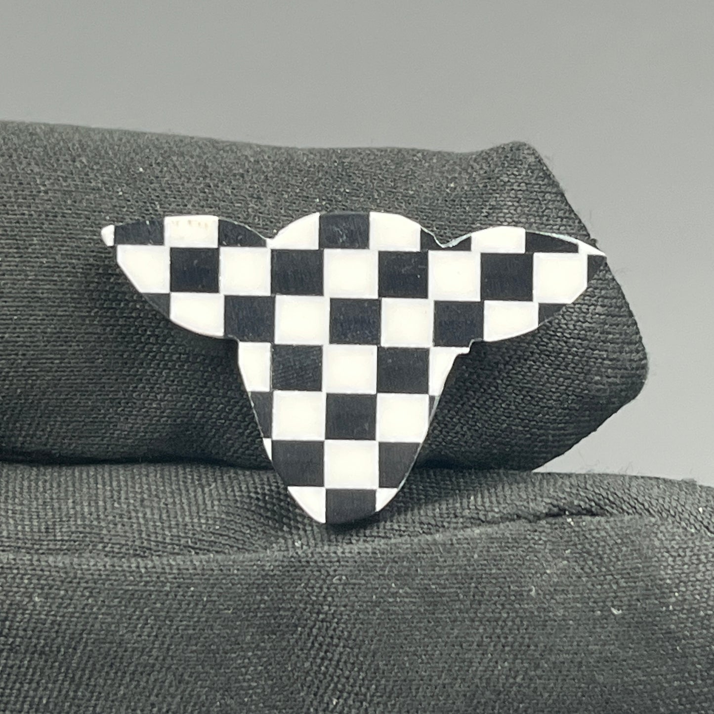 Black & White Checker Board Cabochon - Cow Head