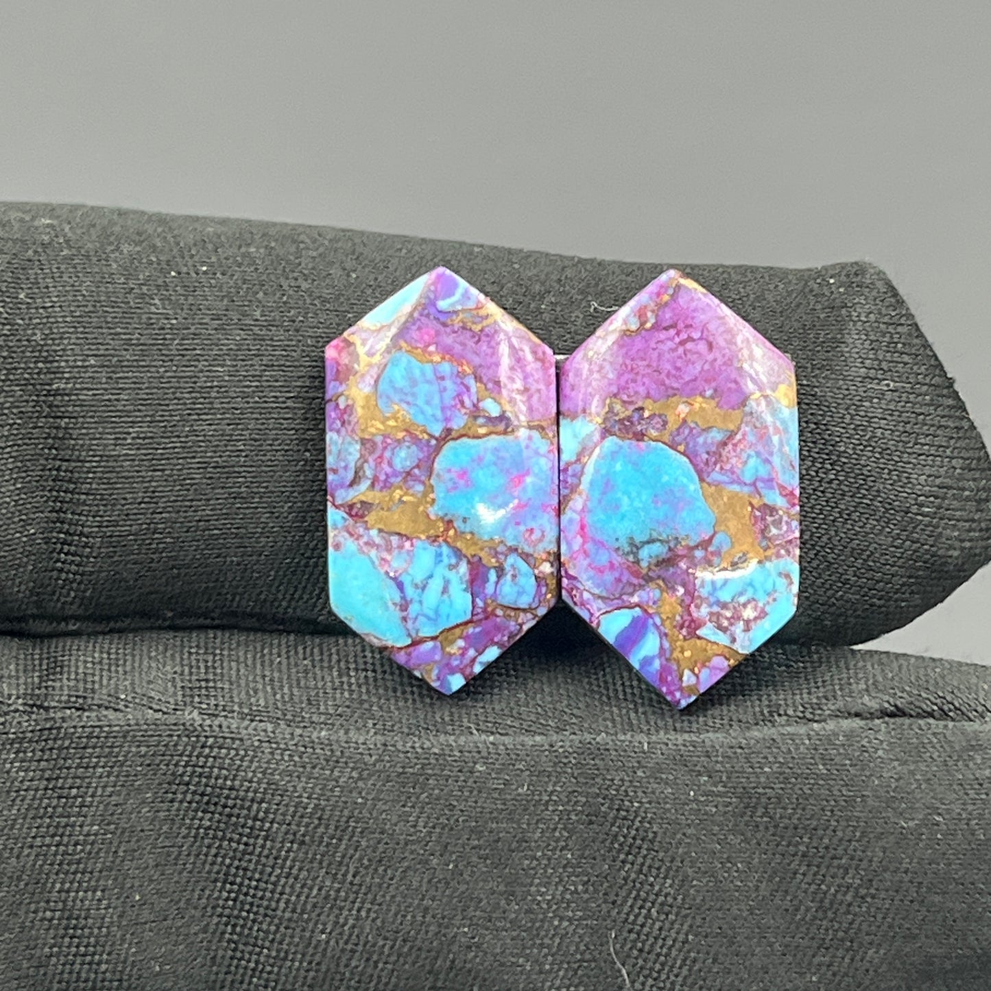 Kingman Purple Turquoise Mohave- Matching Pairs - Hexagon