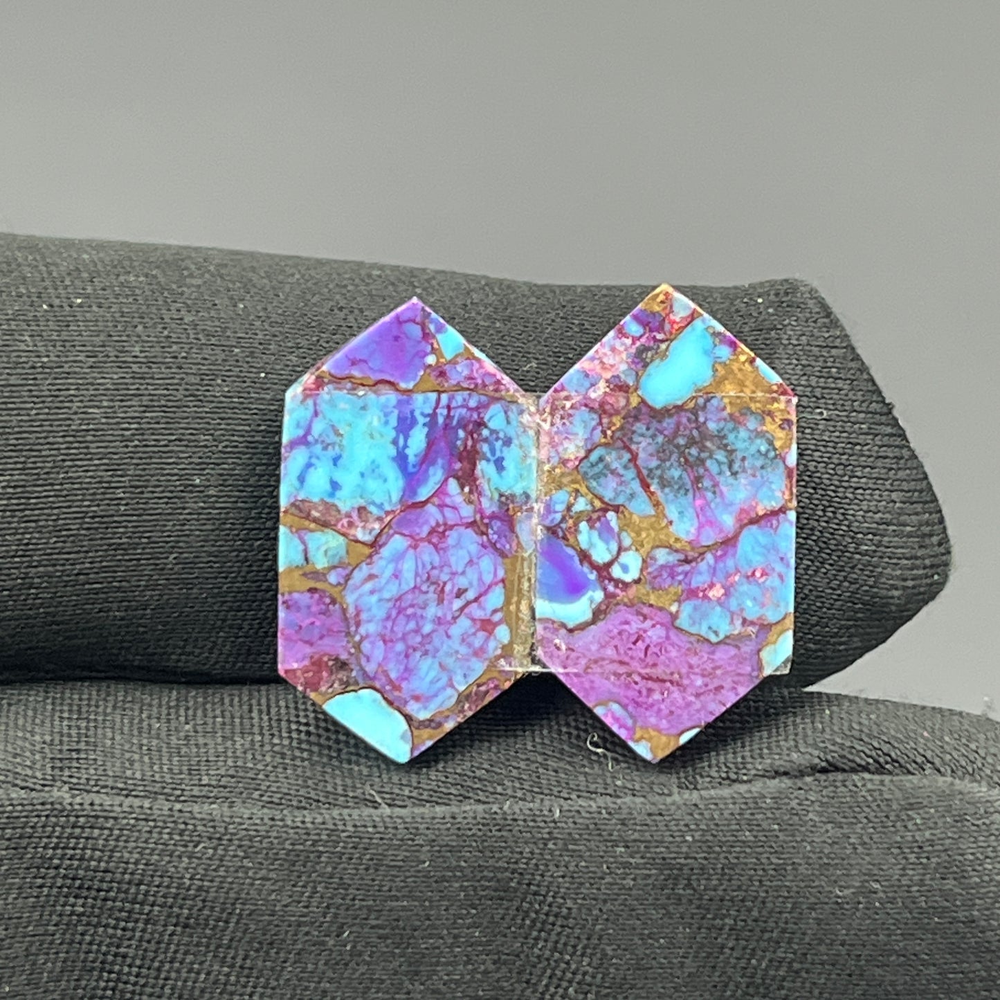 Kingman Purple Turquoise Mohave- Matching Pairs - Hexagon