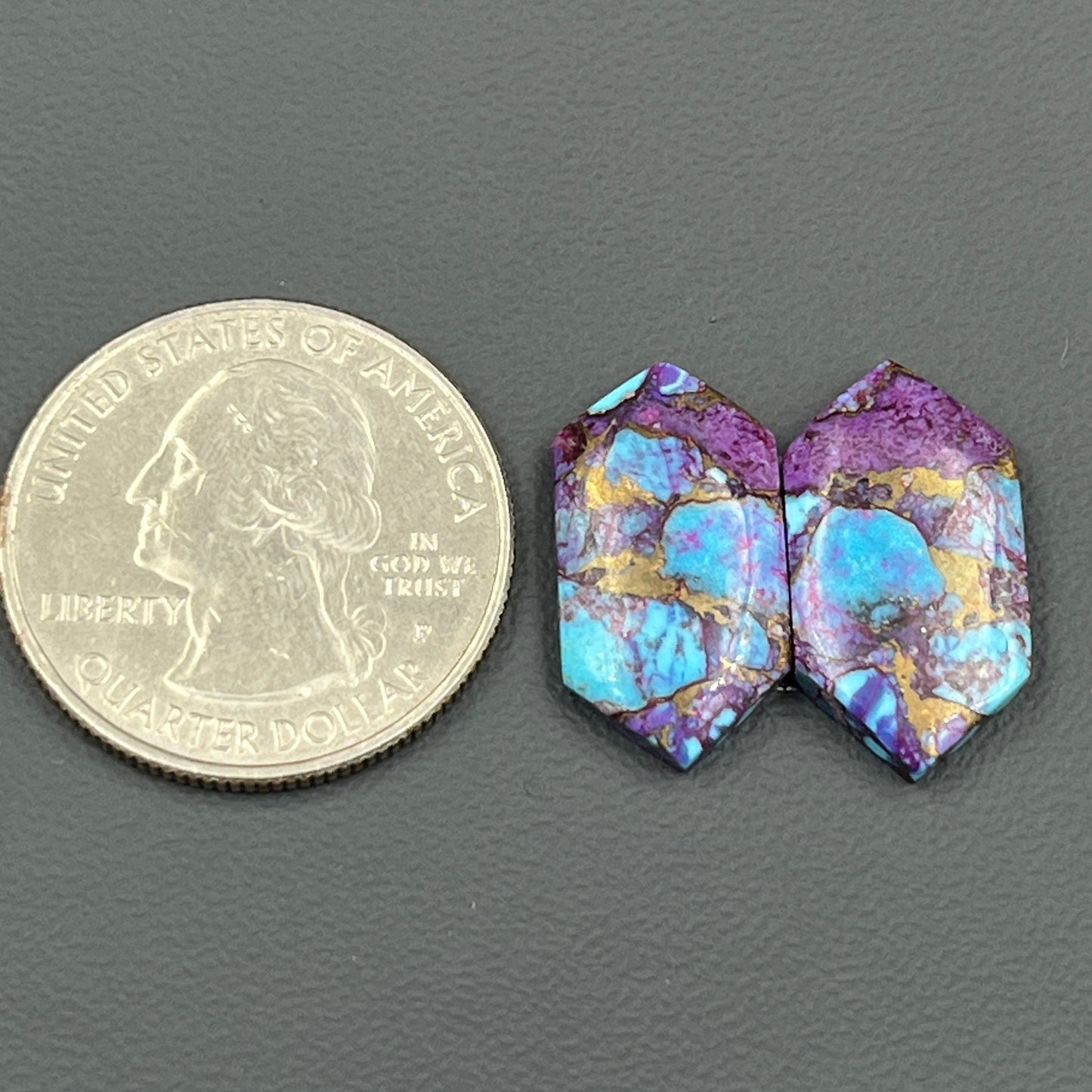 Kingman Purple Turquoise Mohave- Matching Pairs - Hexagon