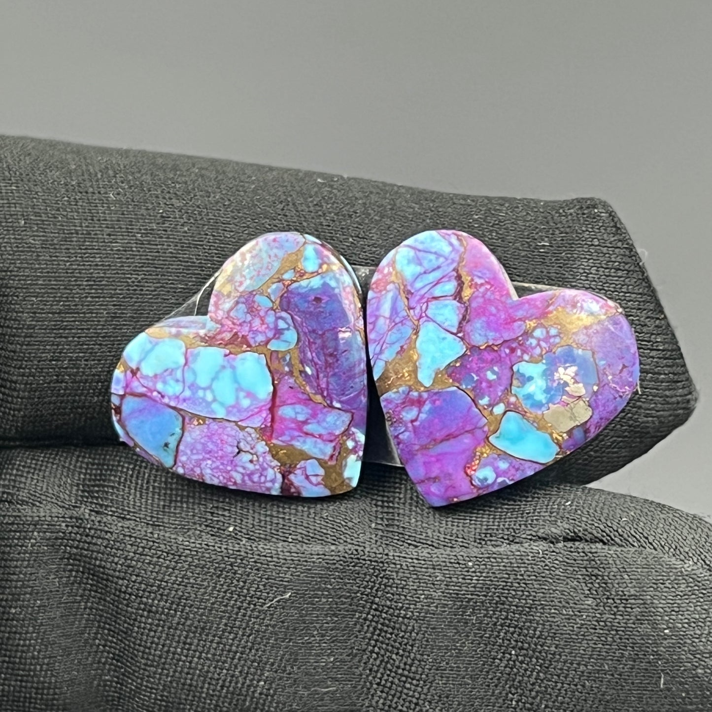 Kingman Purple Turquoise Mohave- Matching Pairs - Heart
