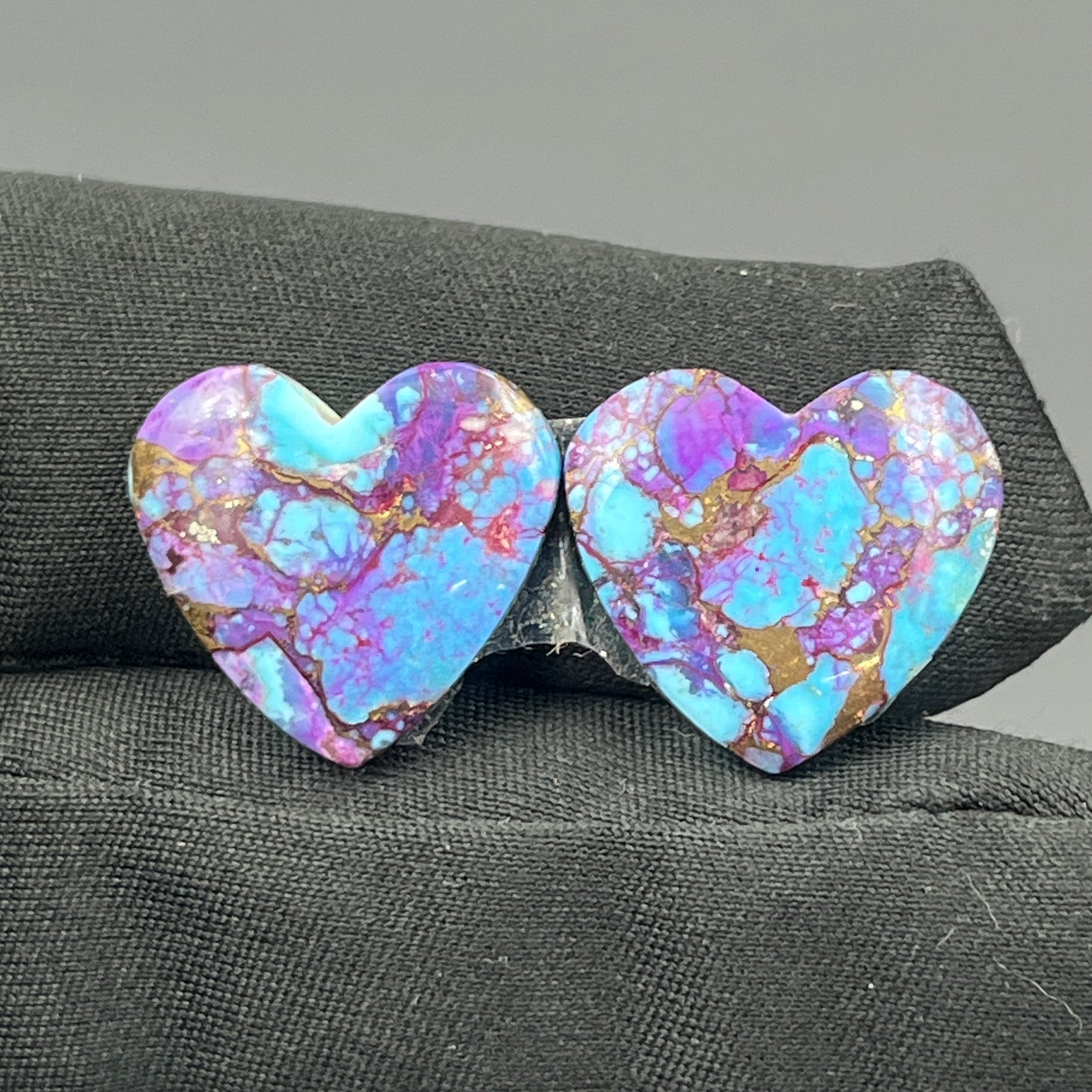 Kingman Purple Turquoise Mohave- Matching Pairs - Heart