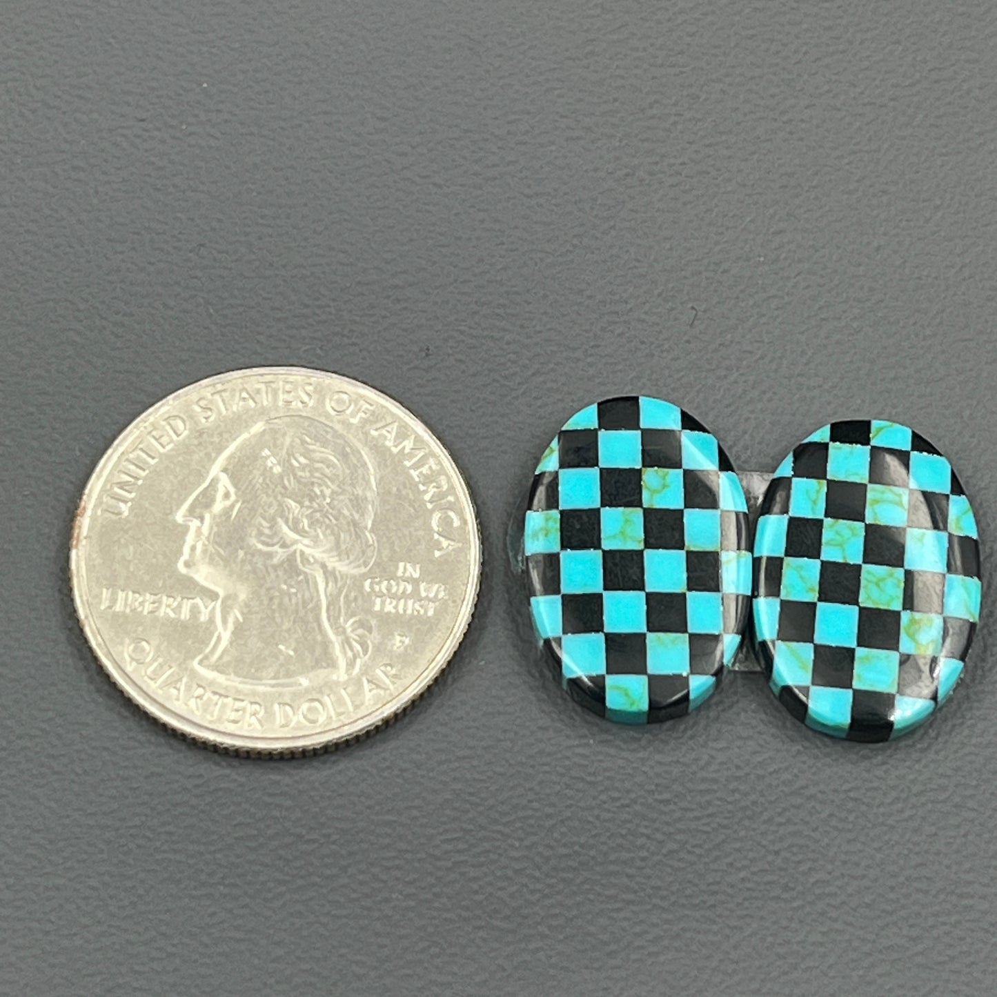 Blue & Black Checker Board- Matching Pairs - Oval