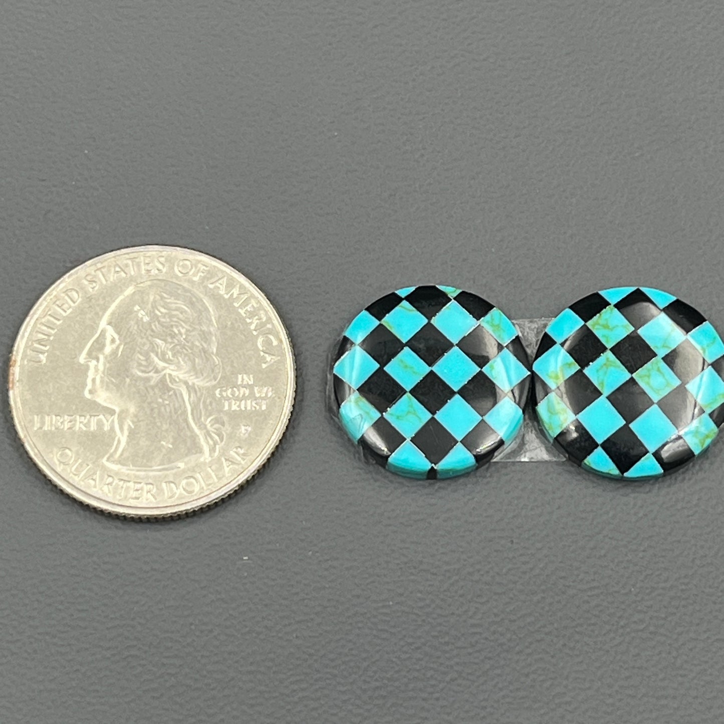 Blue & Black Checker Board- Matching Pairs - Round