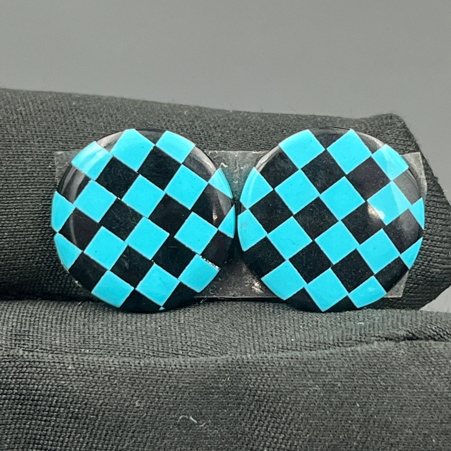 Blue & Black Checker Board- Matching Pairs - Round
