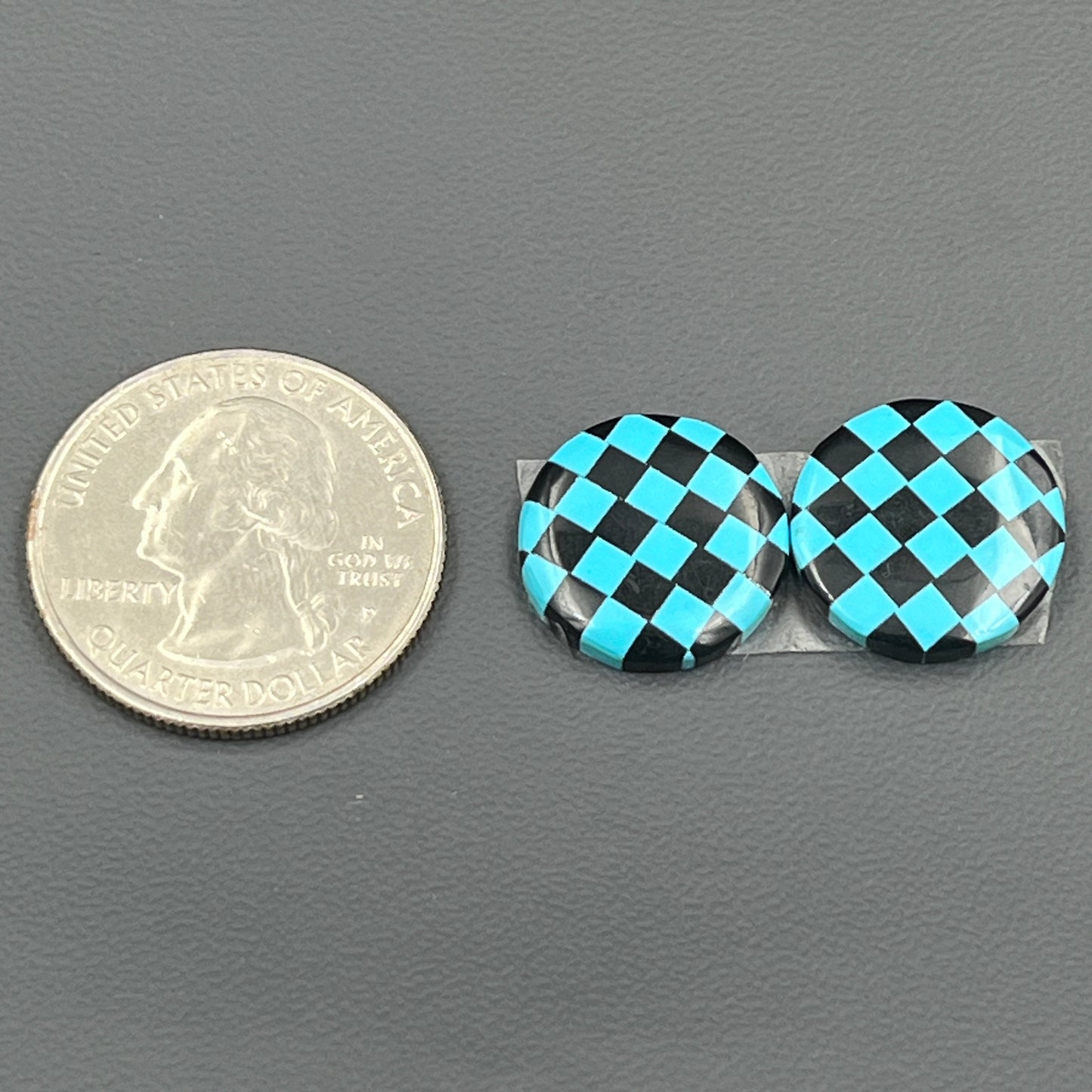 Blue & Black Checker Board- Matching Pairs - Round