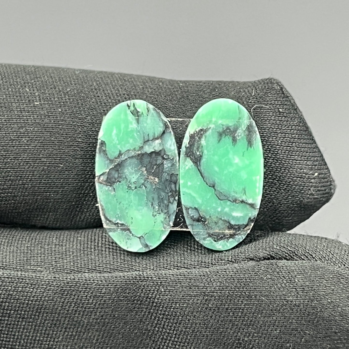 Black Bridge Variscite - Matching Pairs - Ovel