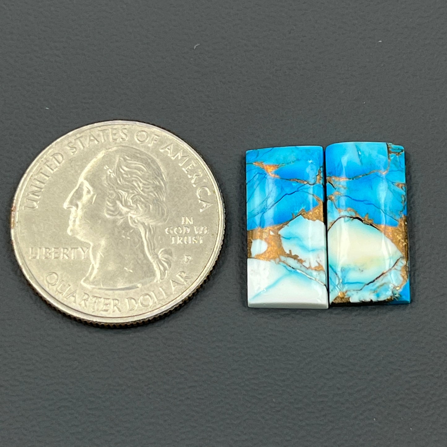 Kingman Ice Blue Dahlia - Matching Pairs - Baguette