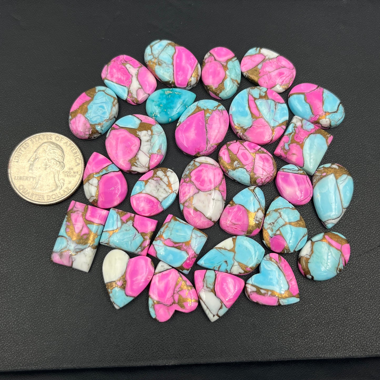 Cotton Candy Dahlia - Loose Cabs - Wholesale Lot - 28 Pcs