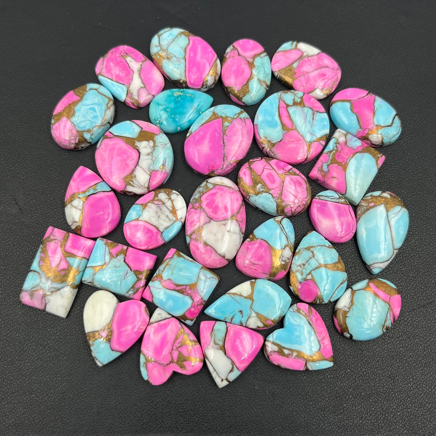 Cotton Candy Dahlia - Loose Cabs - Wholesale Lot - 28 Pcs