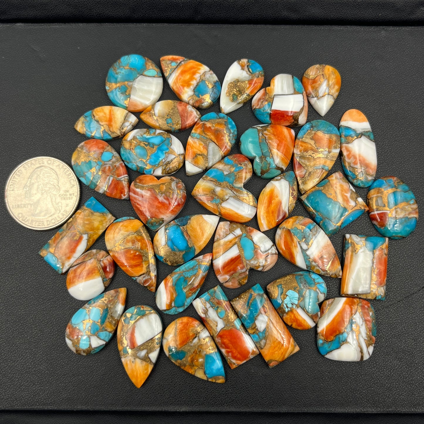 Kingman Spiny Oyster Mohave - Loose Cabs - Wholesale Lot - 33 Pcs