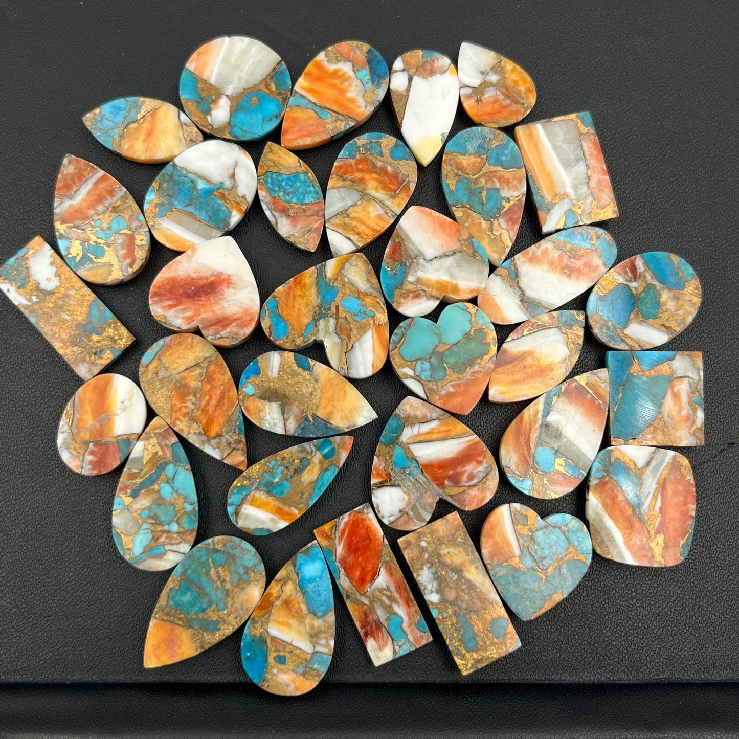 Kingman Spiny Oyster Mohave - Loose Cabs - Wholesale Lot - 33 Pcs