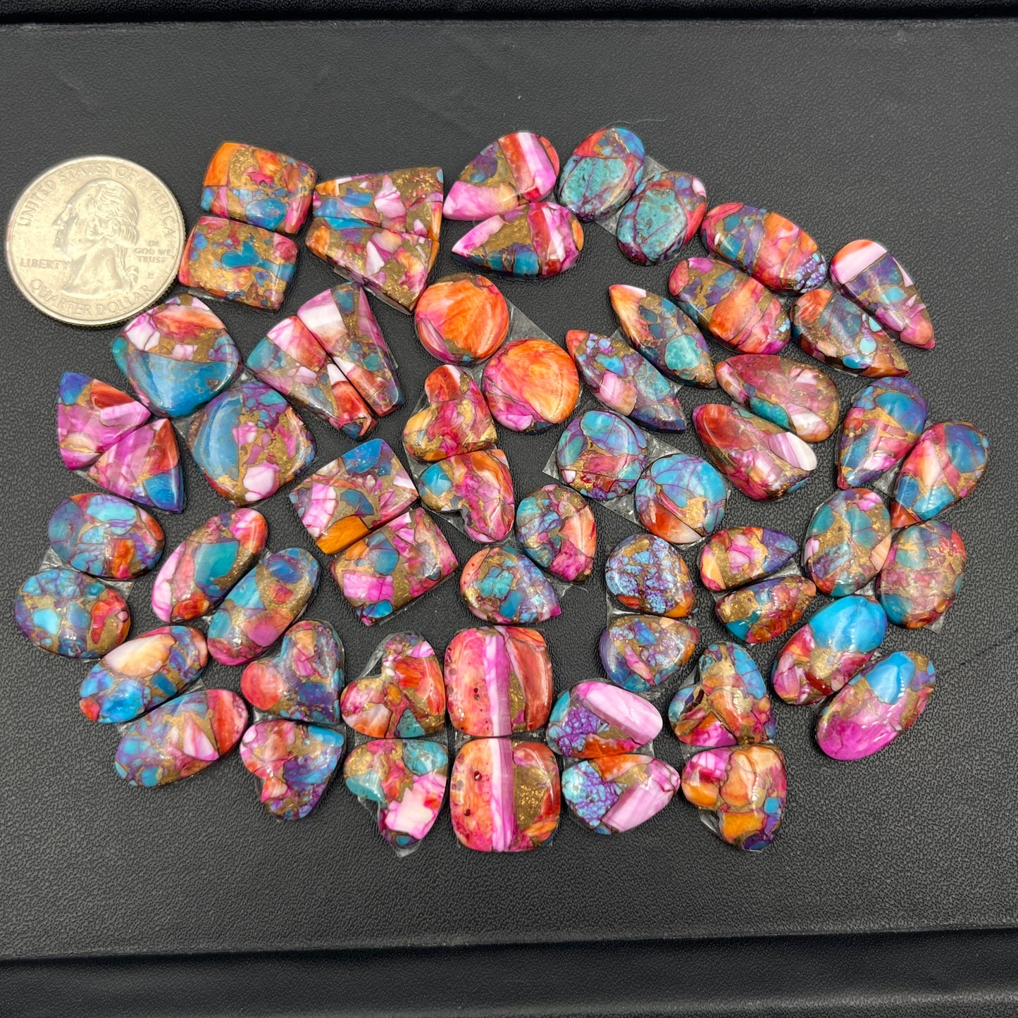 Kingman Pink Turquoise Dahlia - Matching Pairs - Wholesale Lot - 29 Pcs