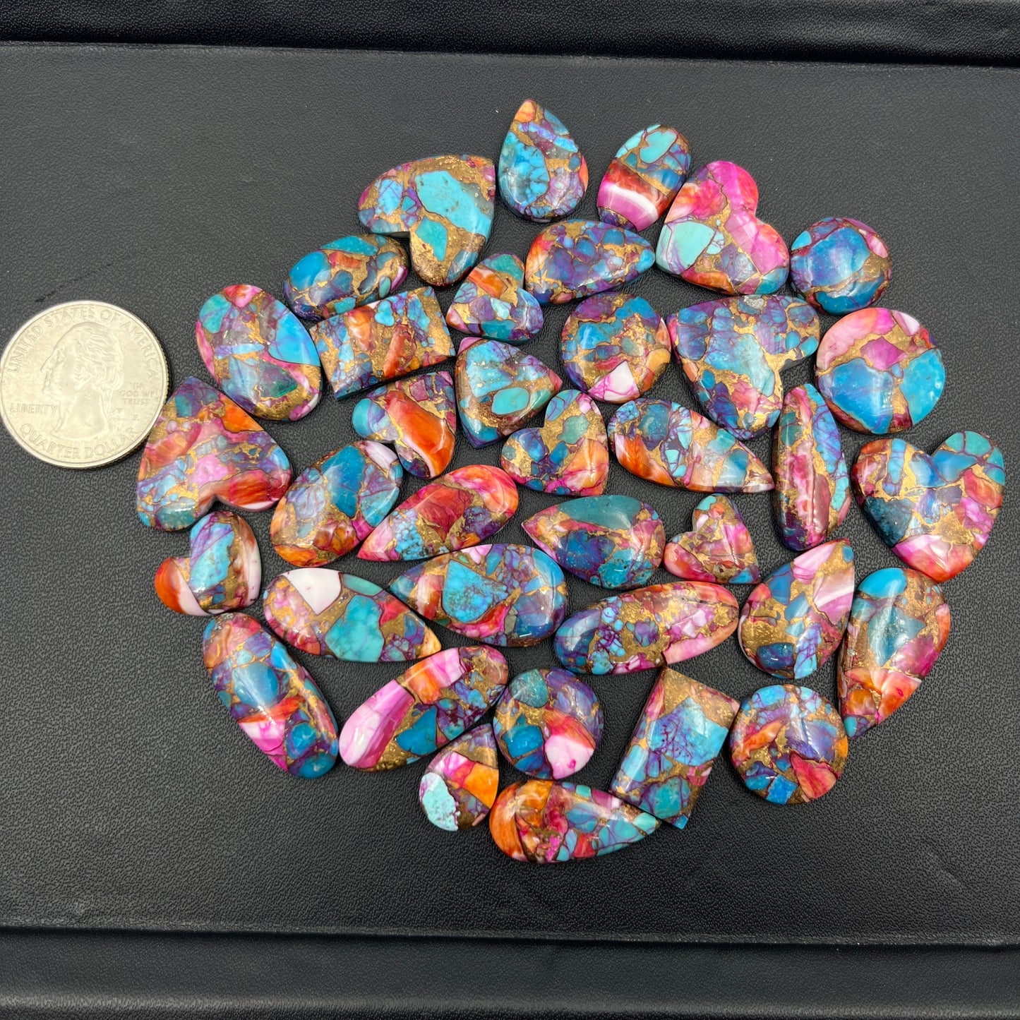 Kingman Pink Turquoise Dahlia Wholesale Lot - 37 Pcs