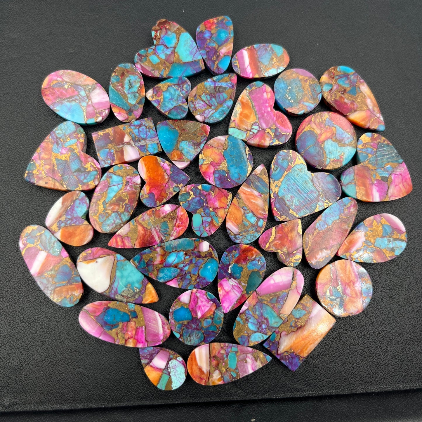 Kingman Pink Turquoise Dahlia Wholesale Lot - 37 Pcs