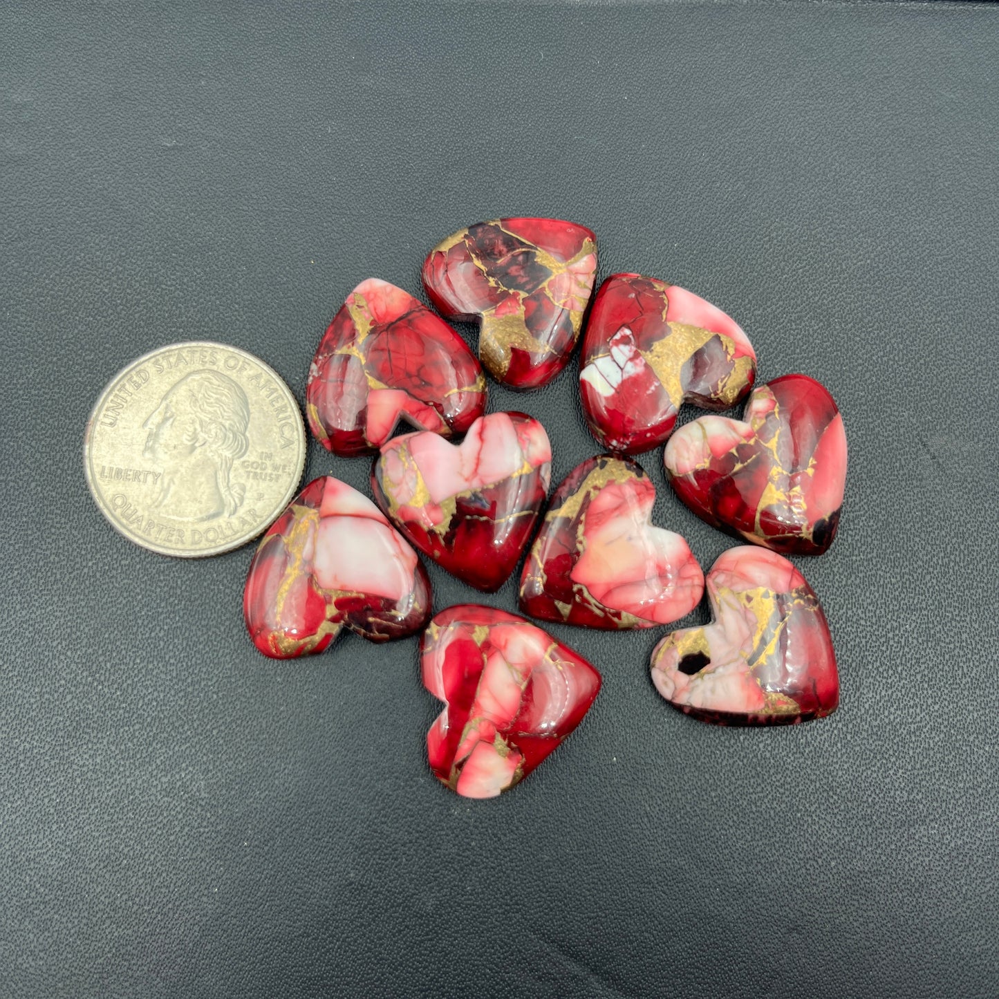 Kingman Red Rose Dahlia - Loose Cabs - Wholesale Lot - 9 Pcs