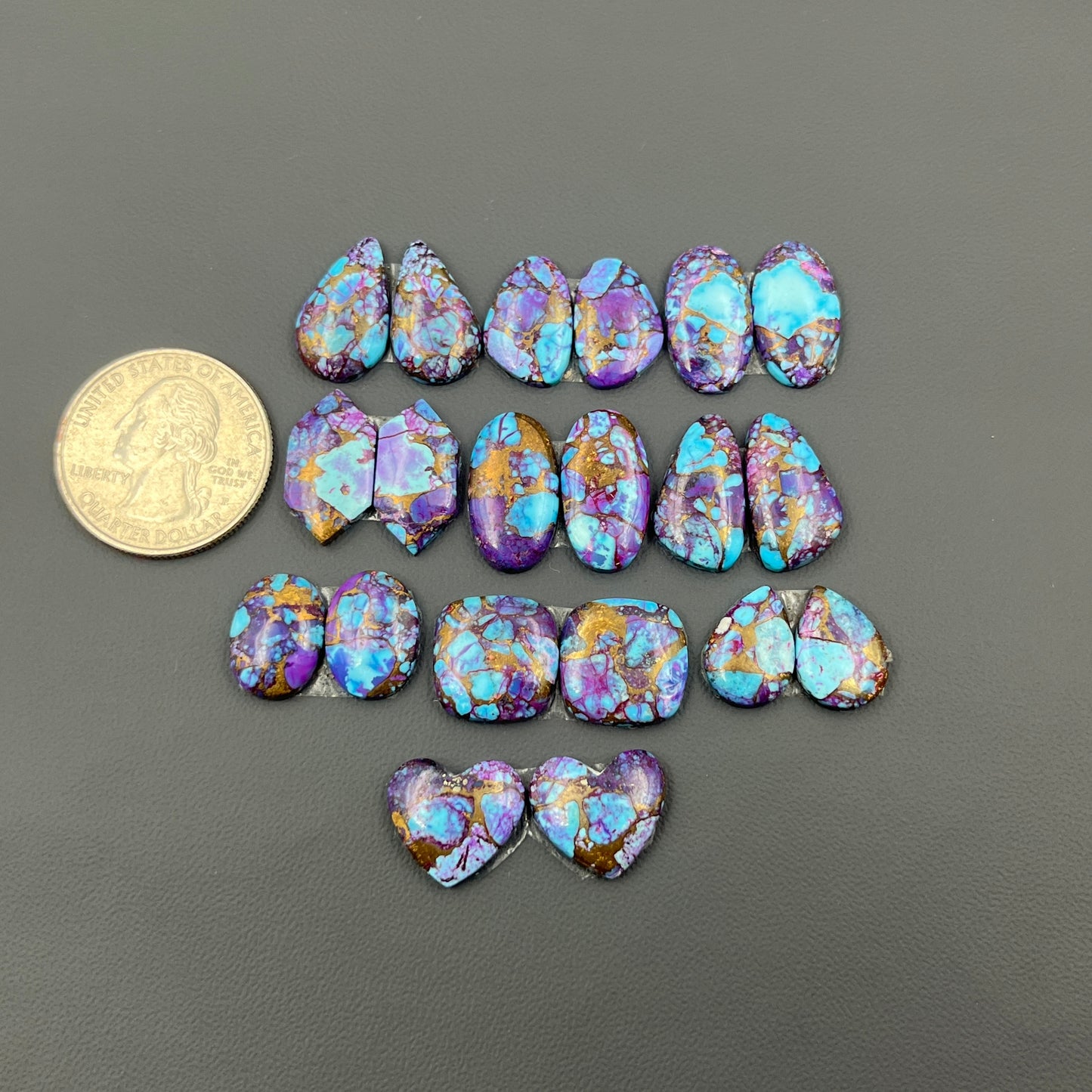 Kingman Purple Turquoise Mohave - Matching Pairs - Wholesale Lot - 10 Pairs
