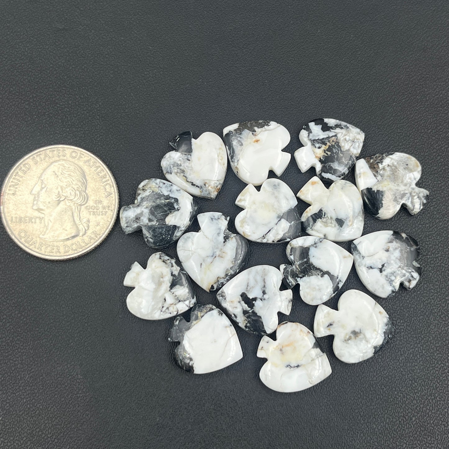 White Buffalo Turquoise - Spades Wholesale Lot - 15 Pcs