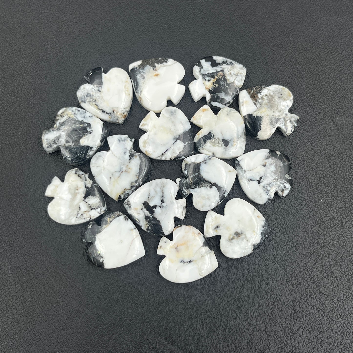 White Buffalo Turquoise - Spades Wholesale Lot - 15 Pcs