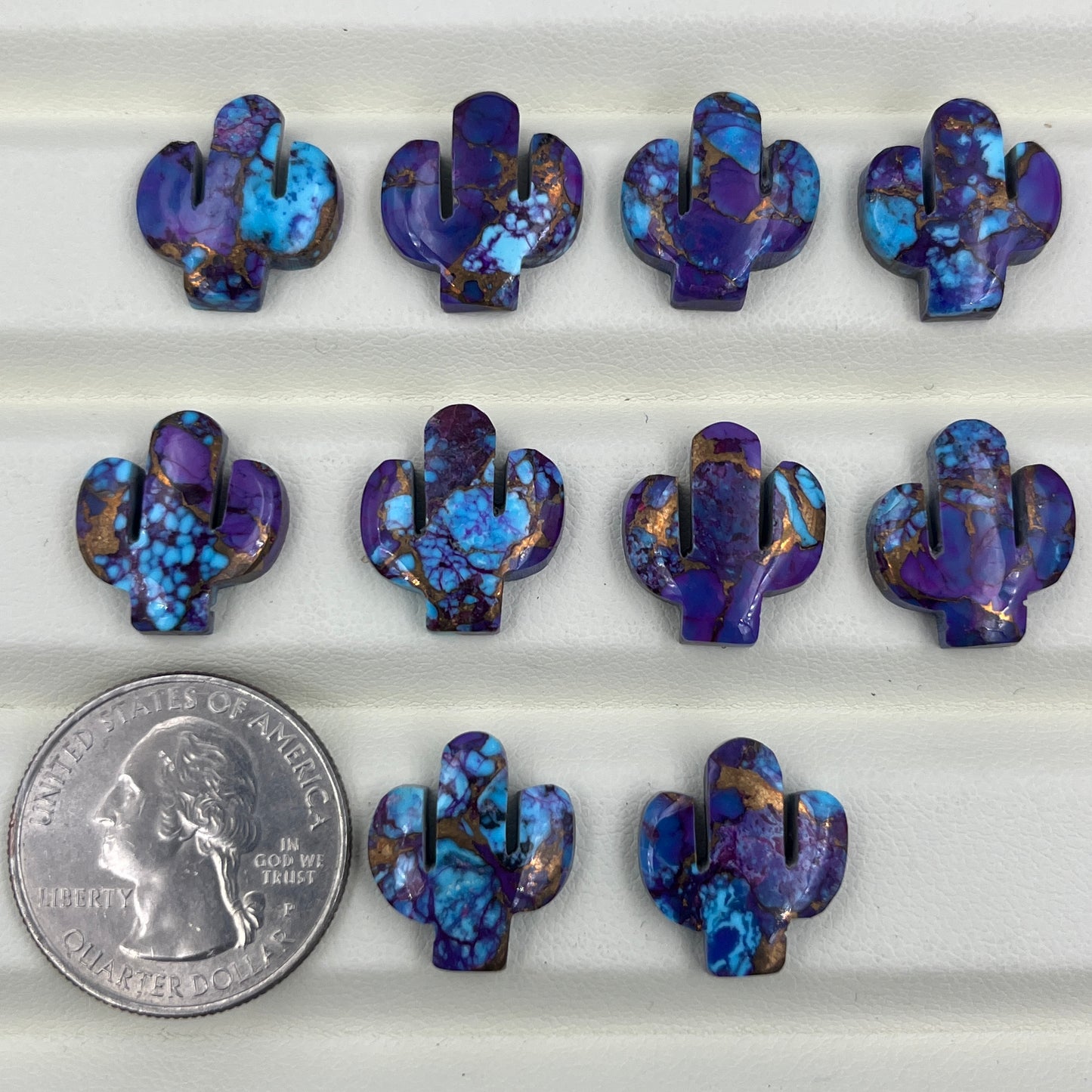 Kingman Purple Turquoise Mohave - Cactus Wholesale Lot - 10 Pcs