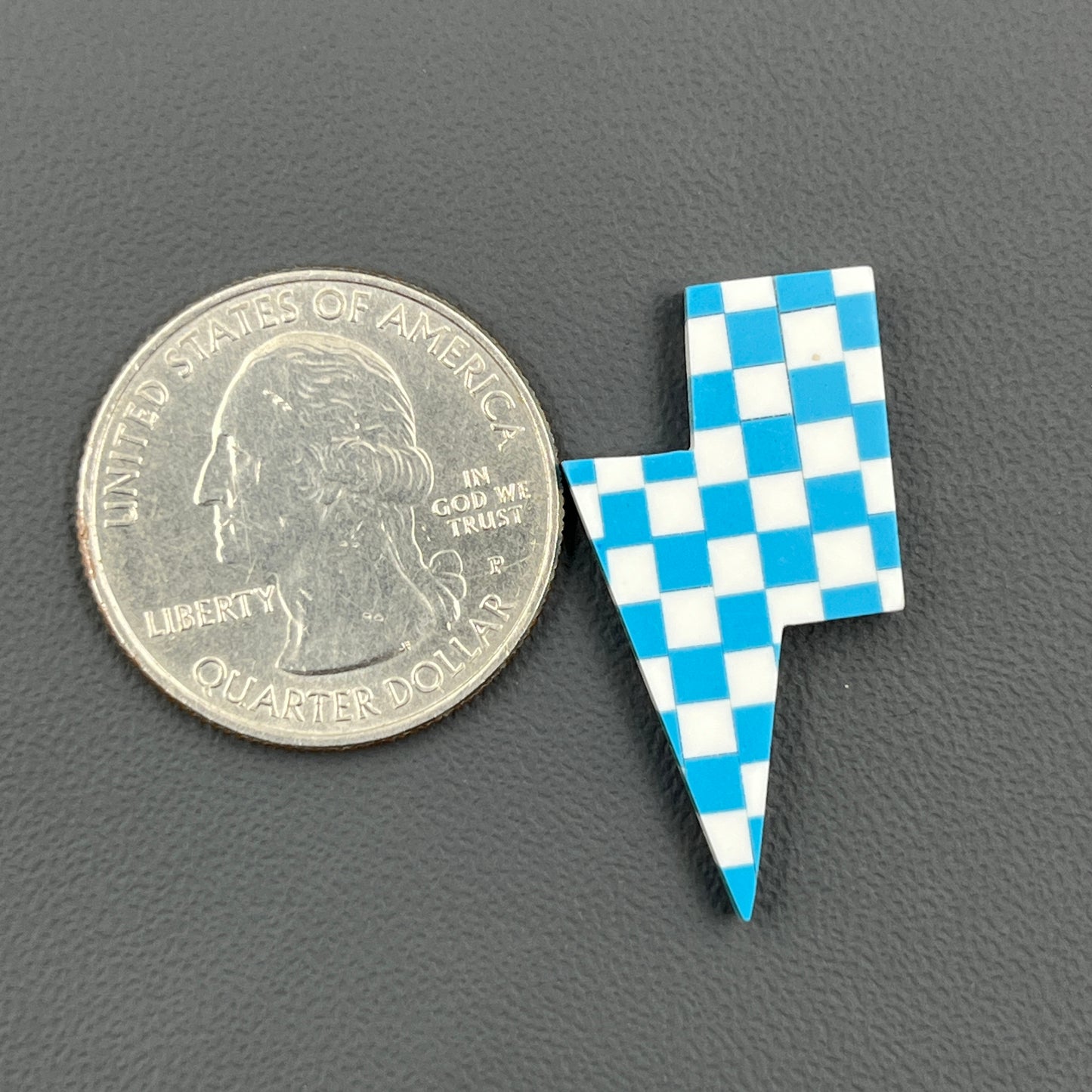 Blue & White Checker Board Cabochon - Thunderbolt