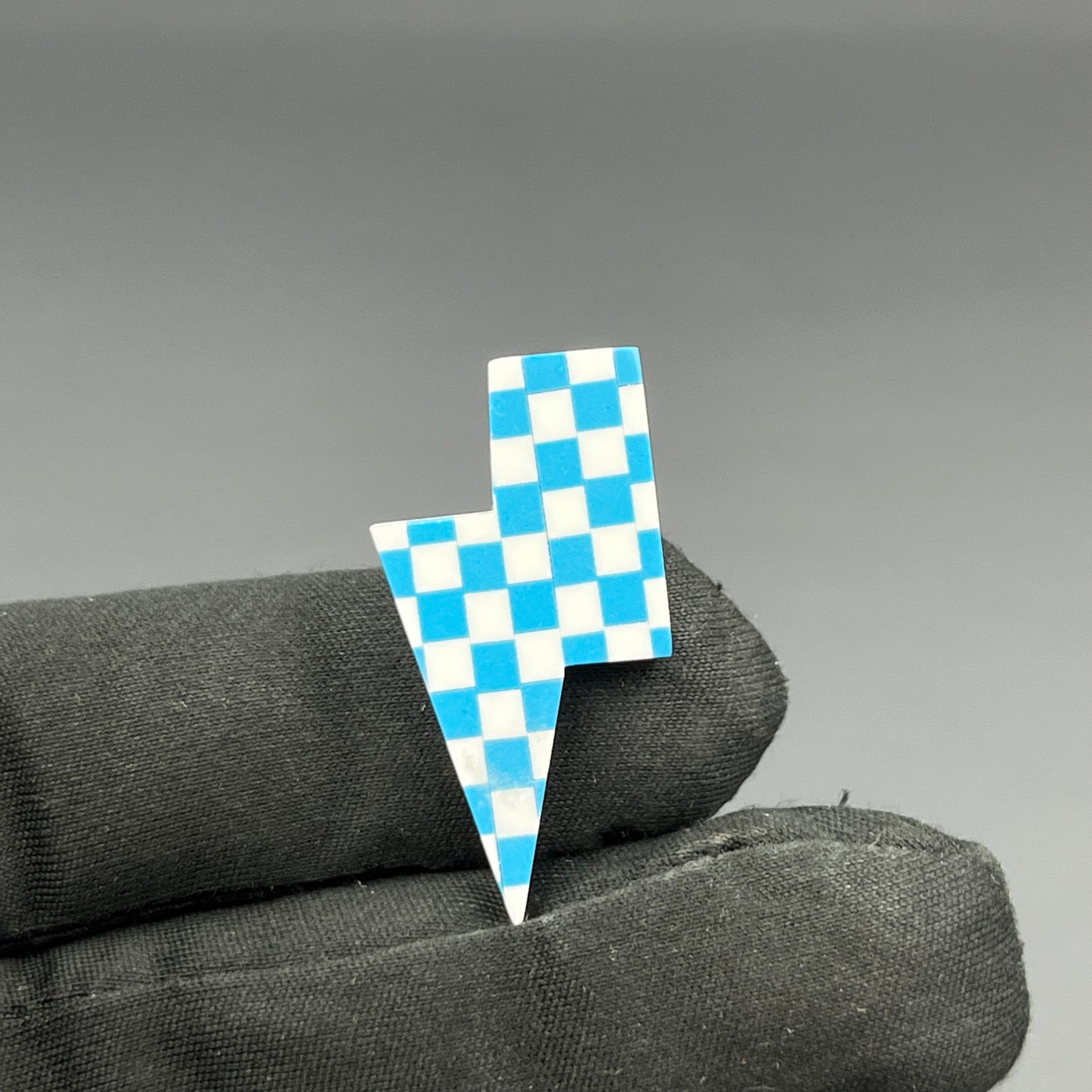 Blue & White Checker Board Cabochon - Thunderbolt