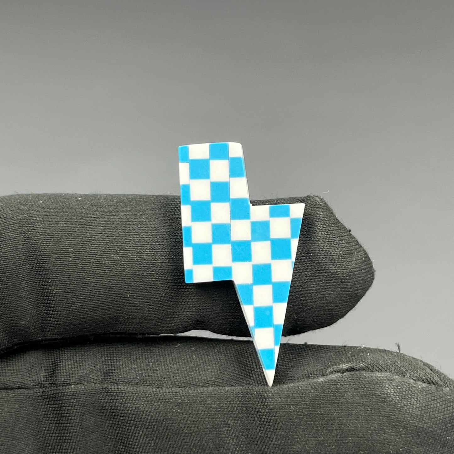 Blue & White Checker Board Cabochon - Thunderbolt