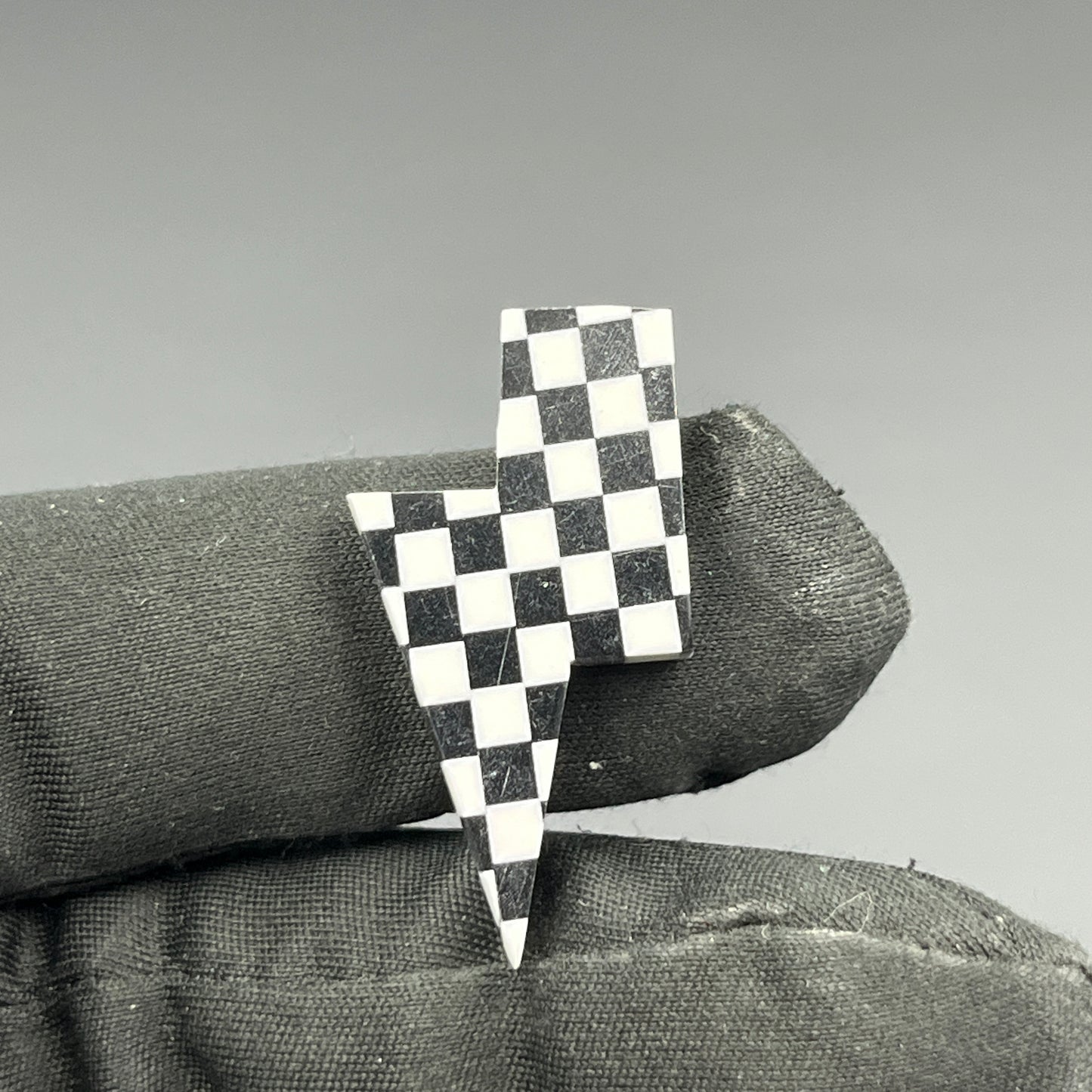 Black & White Checker Board Cabochon - Thunderbolt