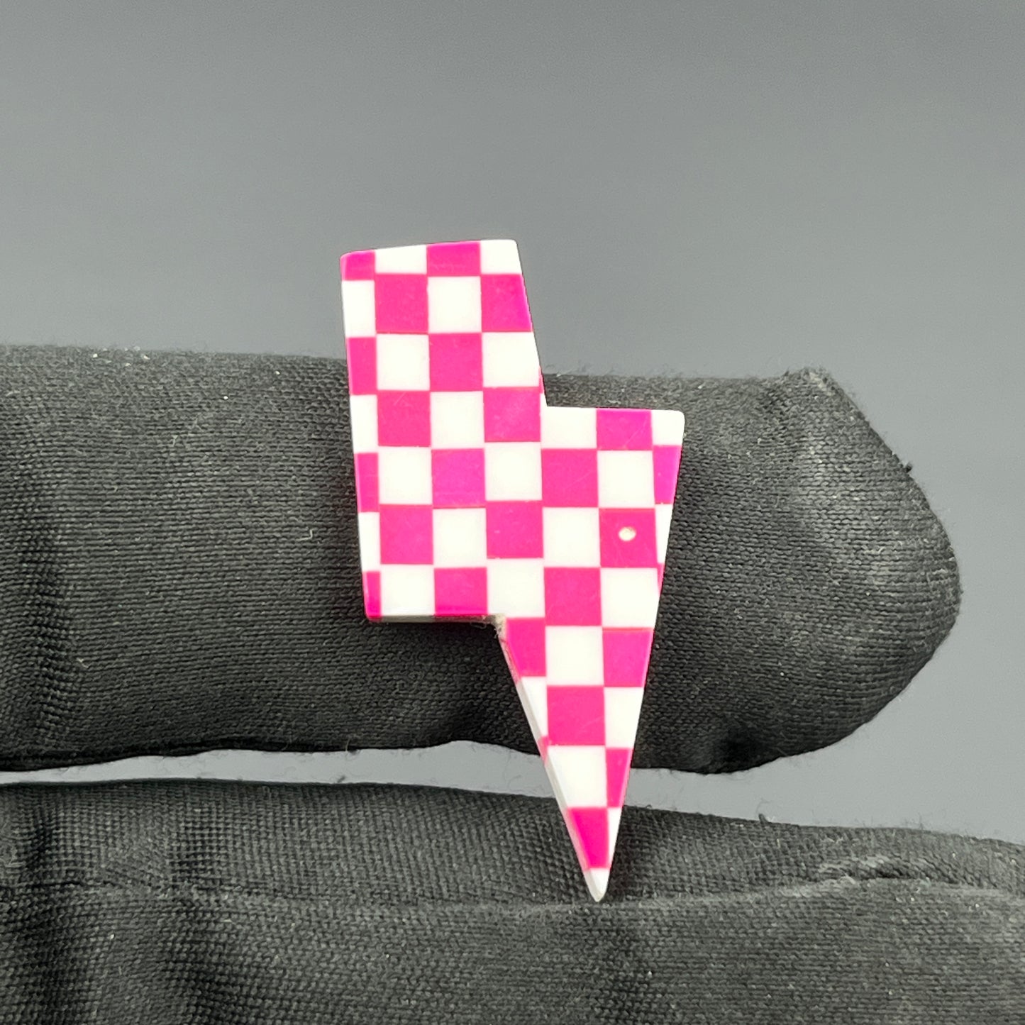 Pink & White Checker Board Cabochon - Thunderbolt