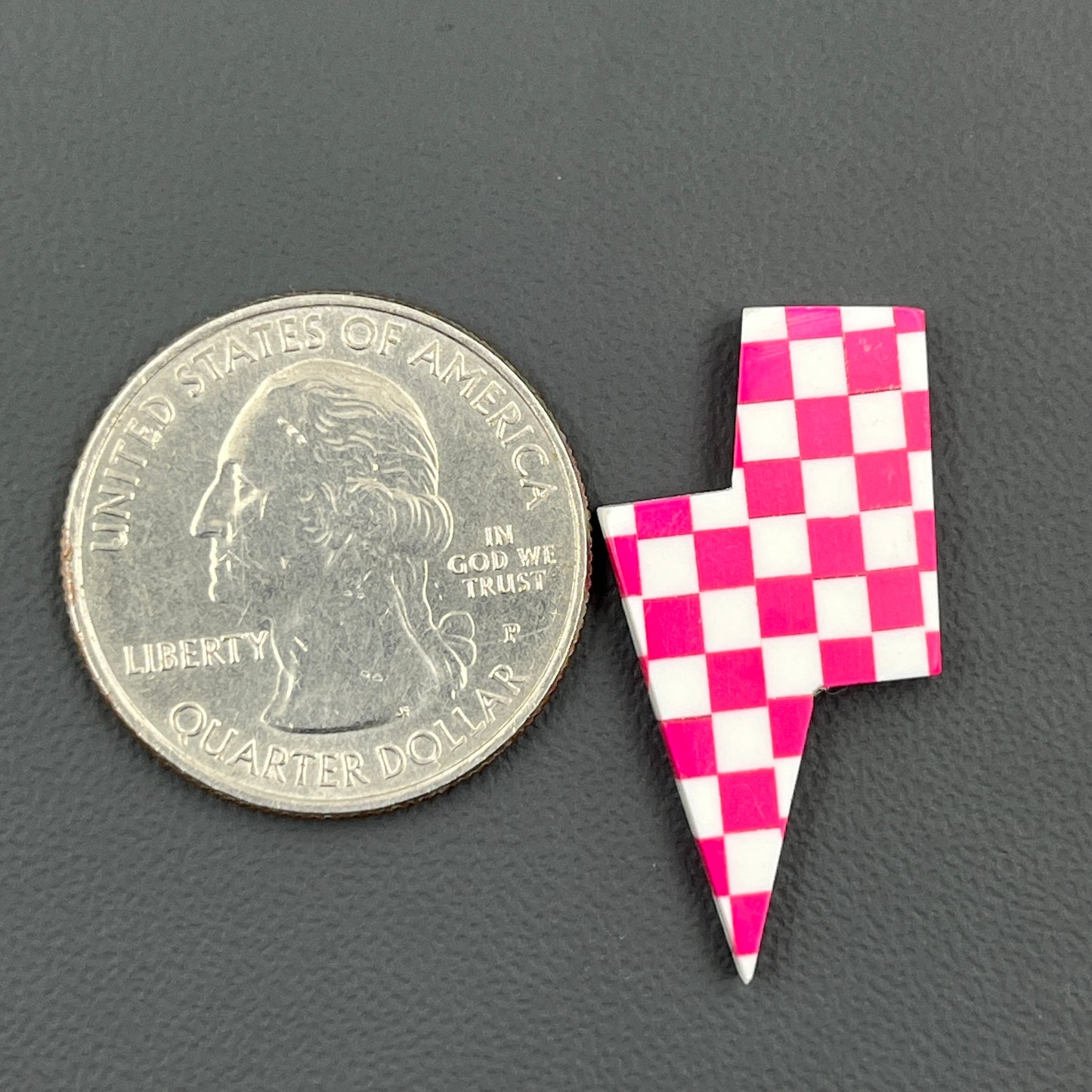 Pink & White Checker Board Cabochon - Thunderbolt