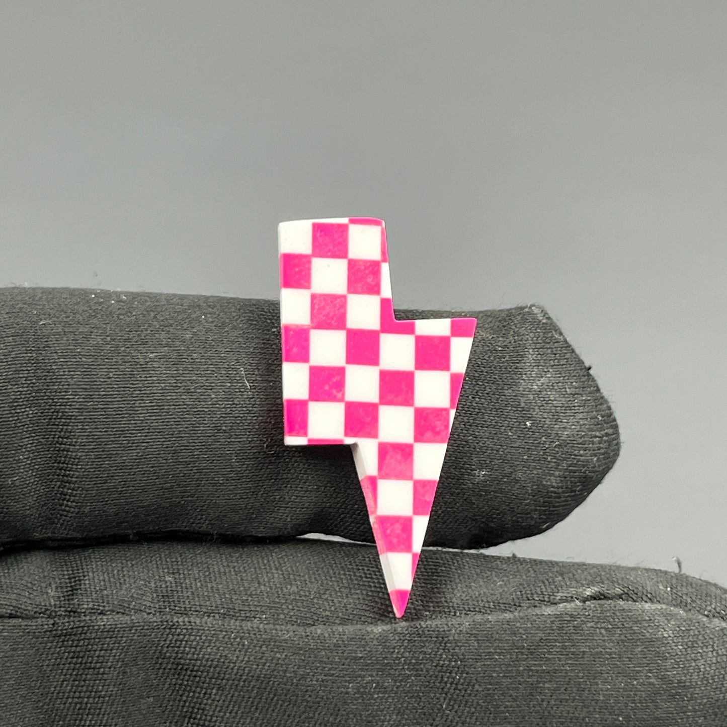 Pink & White Checker Board Cabochon - Thunderbolt