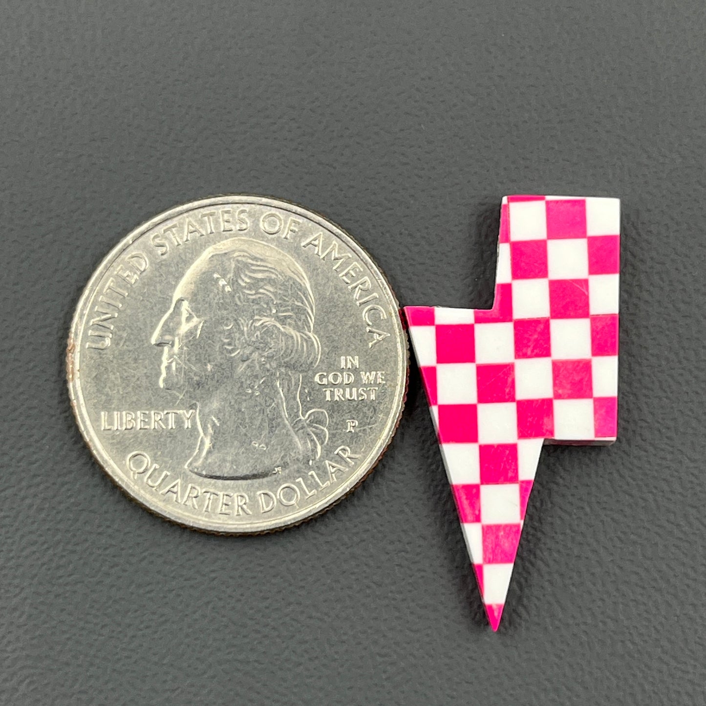 Pink & White Checker Board Cabochon - Thunderbolt