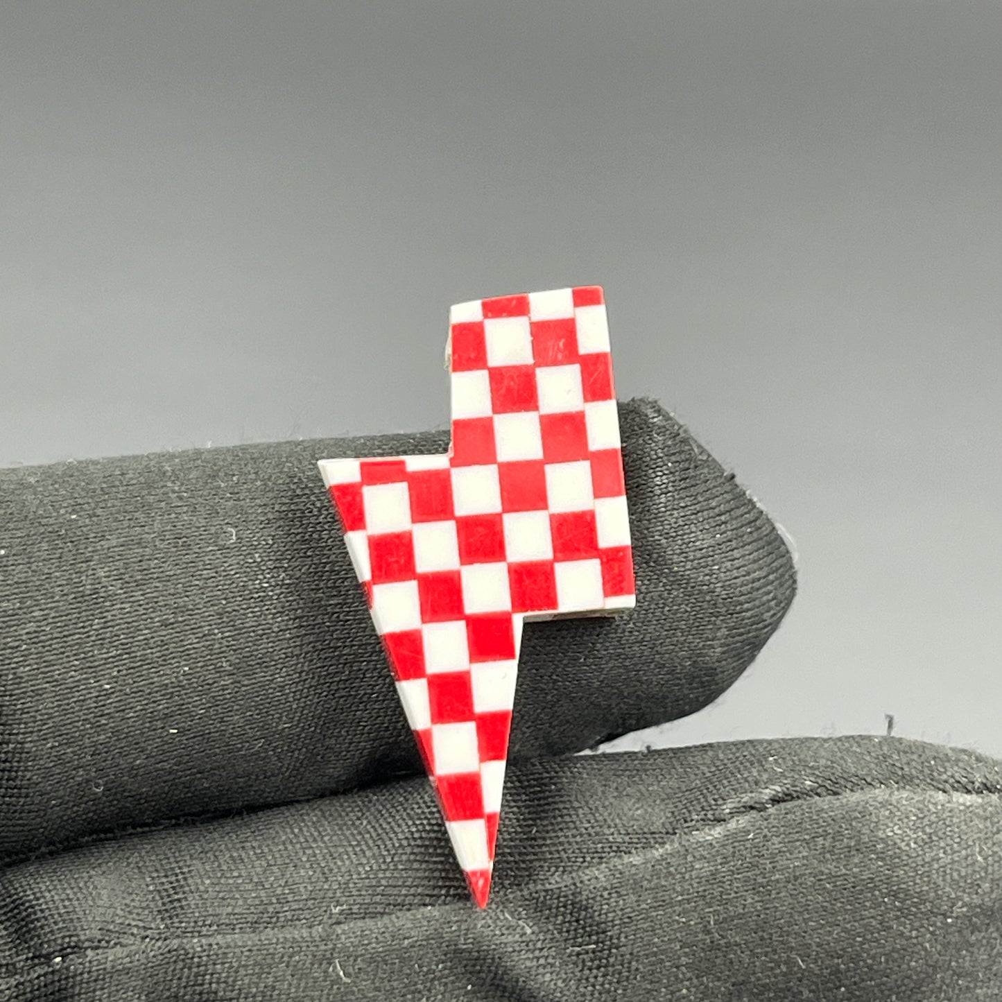 Red & White Checker Board Cabochon - Thunderbolt