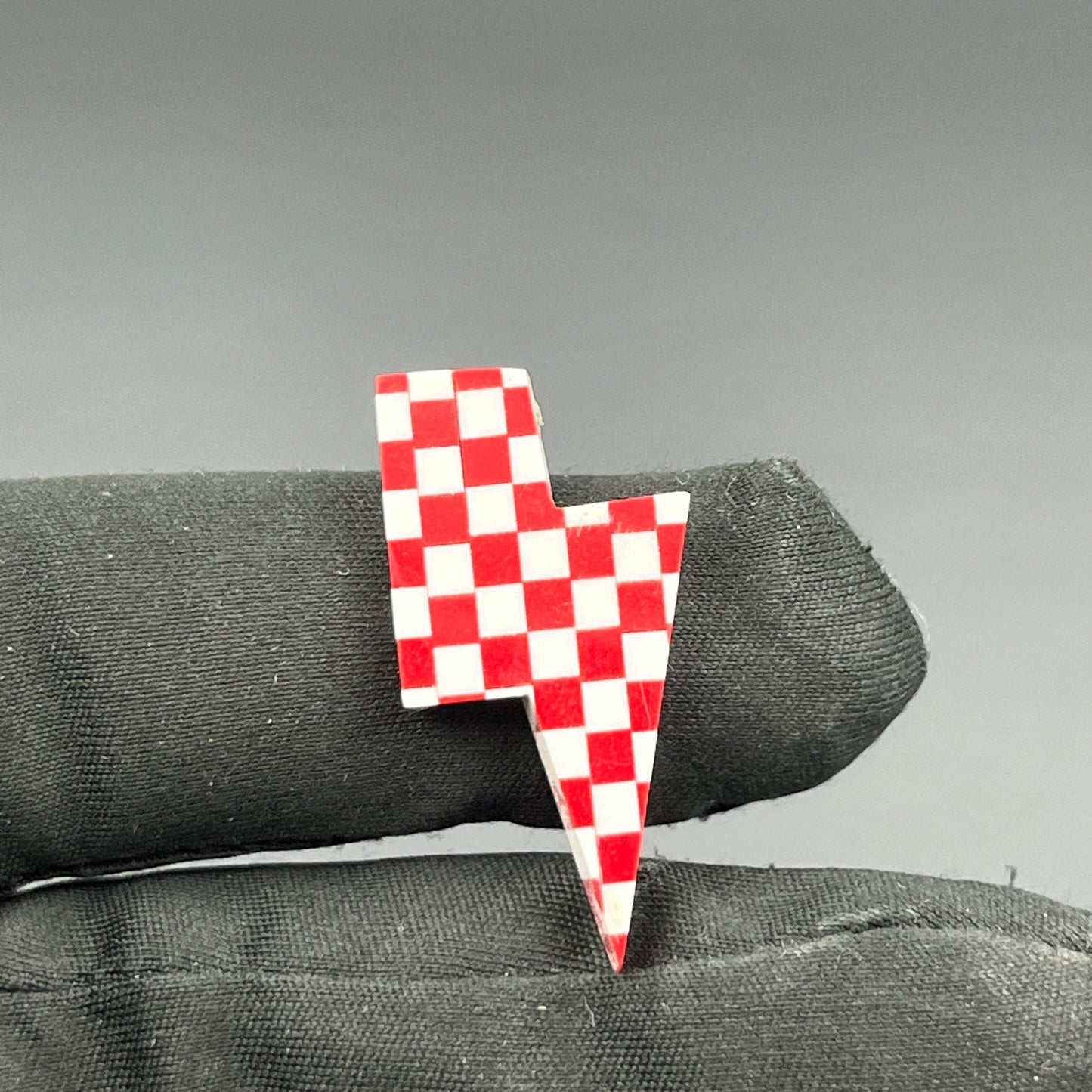 Red & White Checker Board Cabochon - Thunderbolt