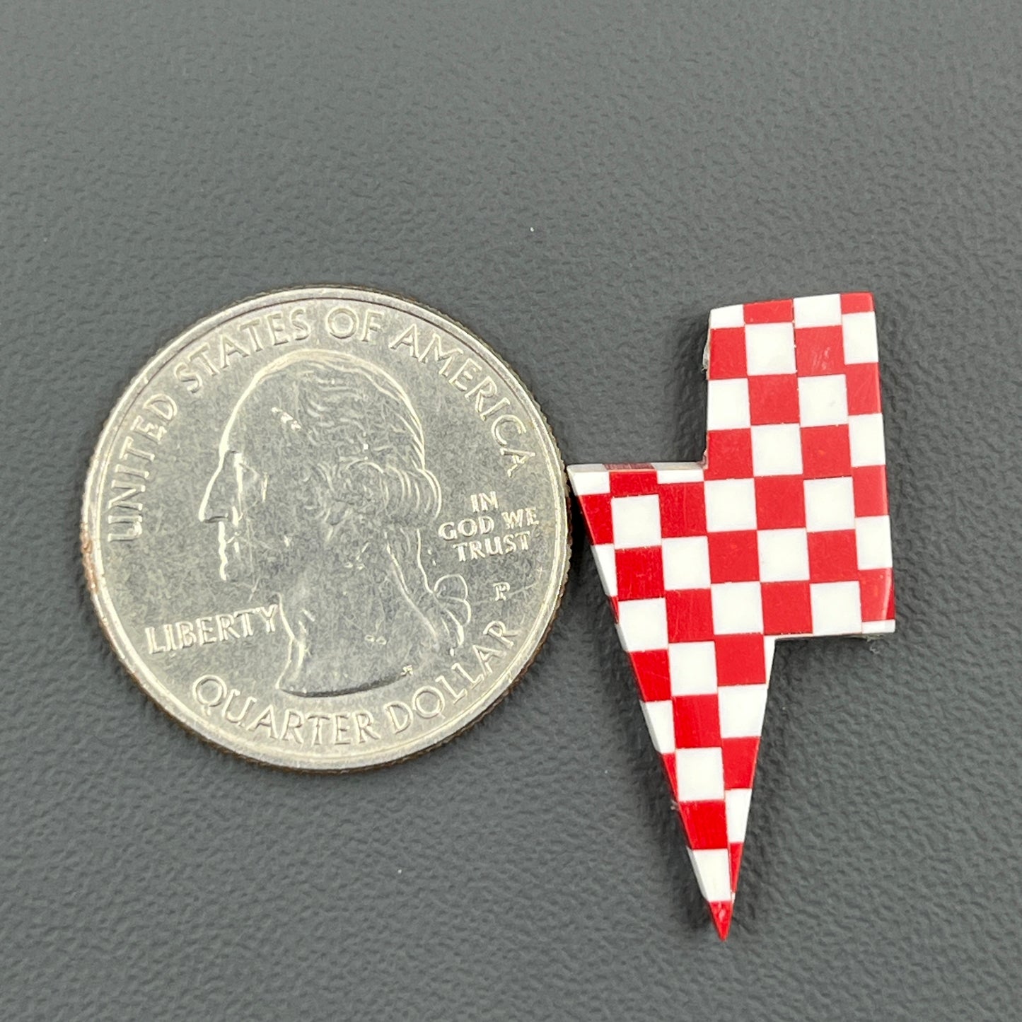 Red & White Checker Board Cabochon - Thunderbolt