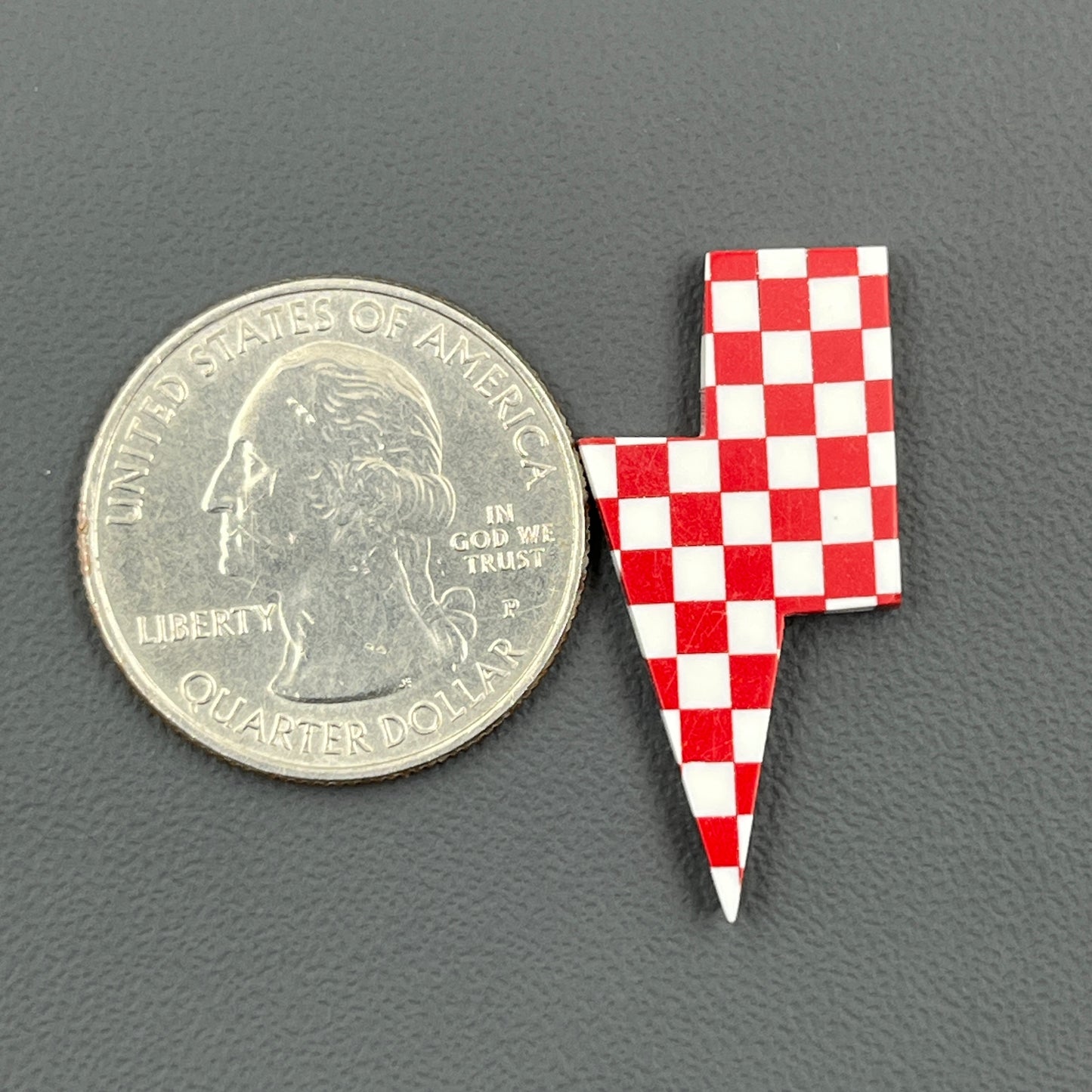 Red & White Checker Board Cabochon - Thunderbolt
