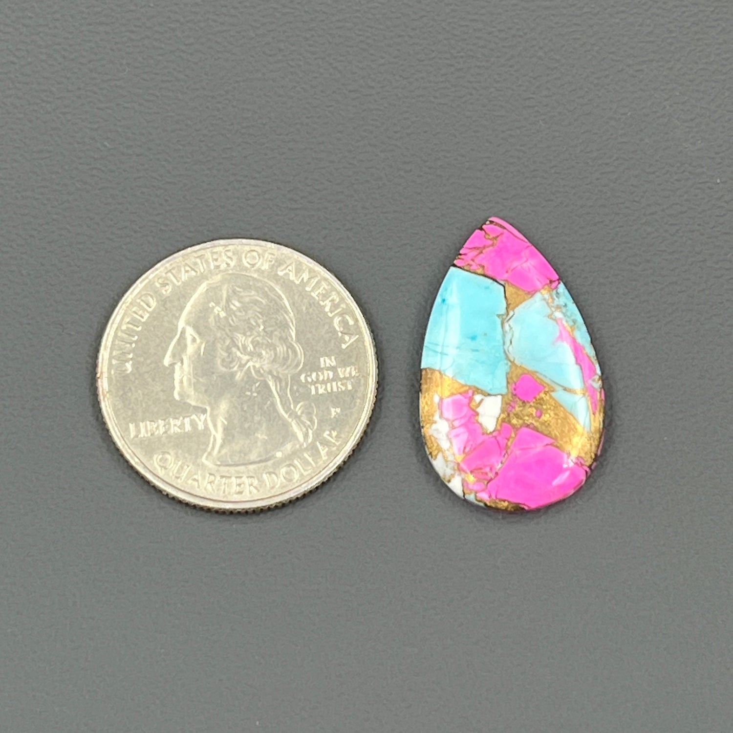 Cotton Candy Dahlia Cabochon - Teardrop