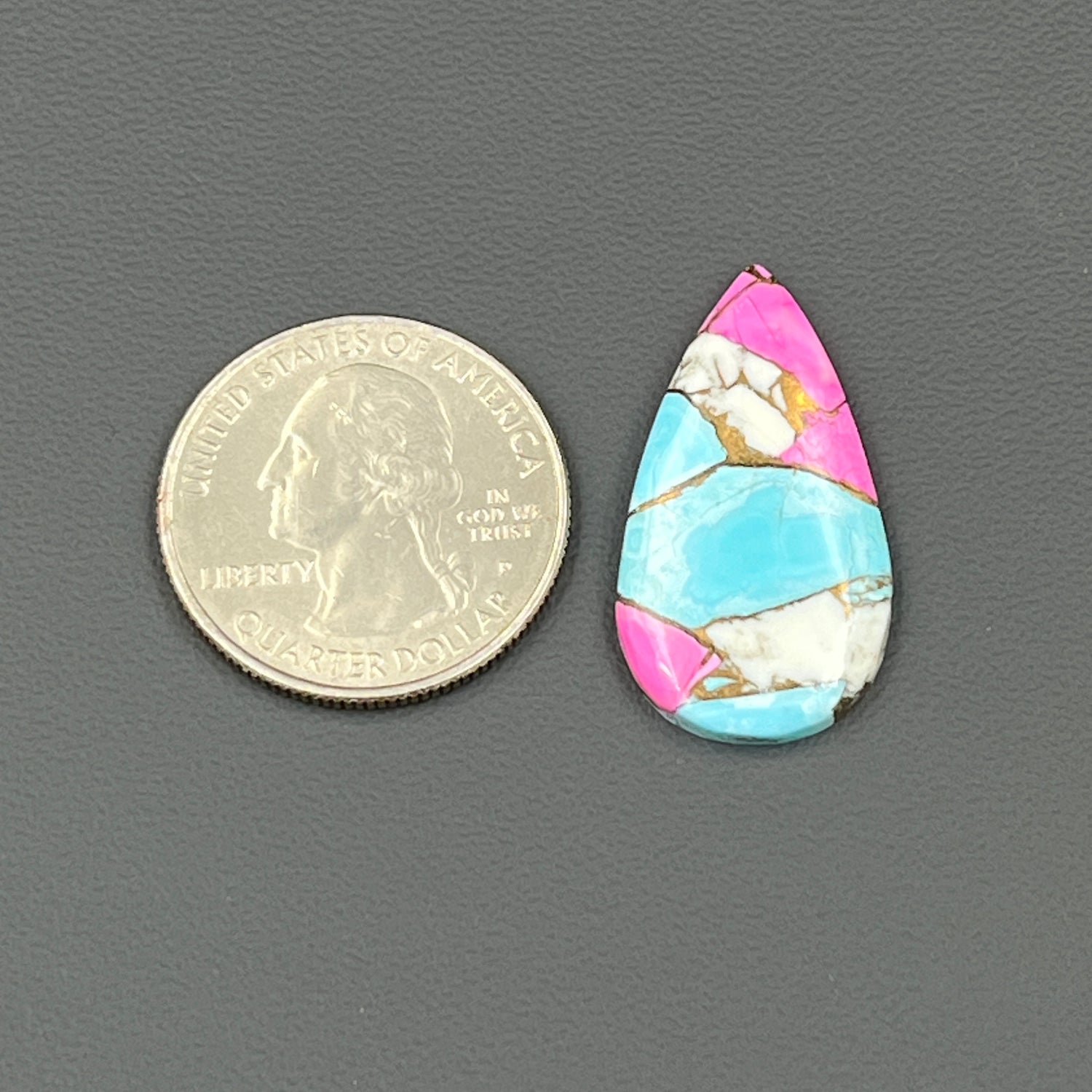 Cotton Candy Dahlia Cabochon - Teardrop