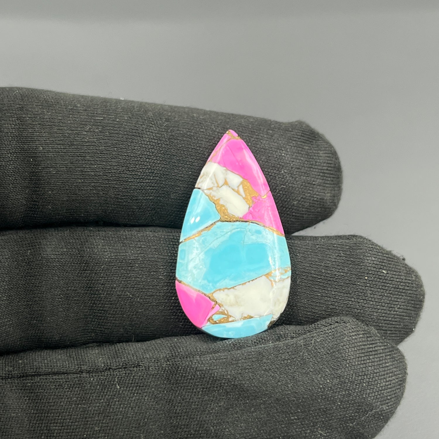 Cotton Candy Dahlia Cabochon - Teardrop