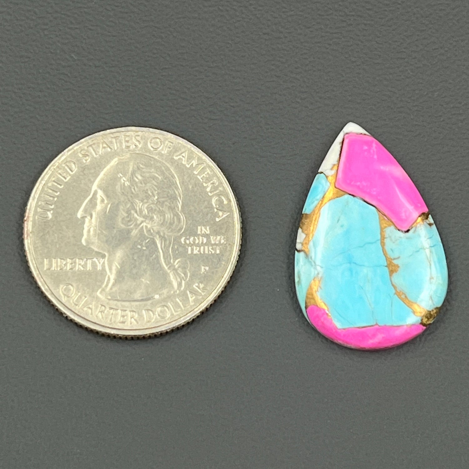 Cotton Candy Dahlia Cabochon - Teardrop