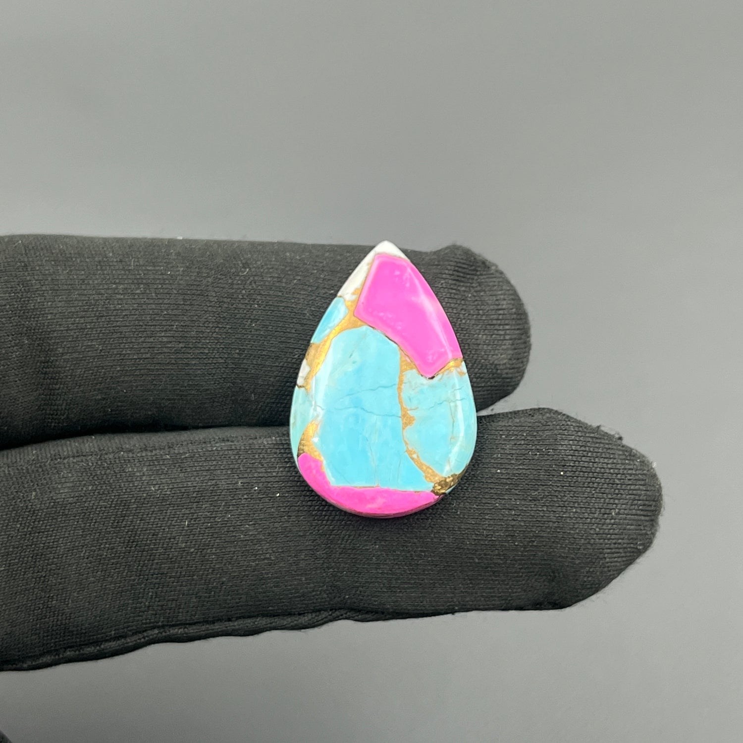 Cotton Candy Dahlia Cabochon - Teardrop